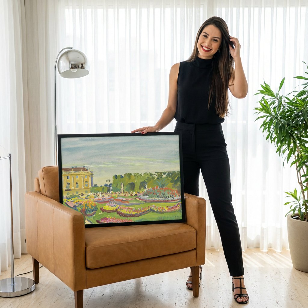 Quadro Decorativo Jardins do Palácio - Oskar Laske | modelo apresentando o quadro emoldurado
