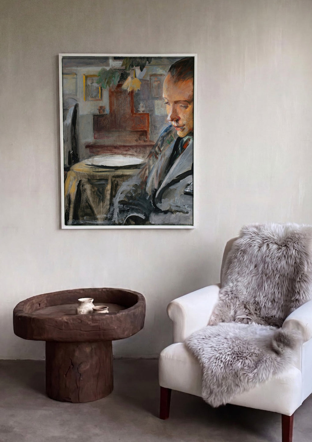 Quadro Decorativo Retrato Íntimo - Jacek Malczewski em ambiente decorado