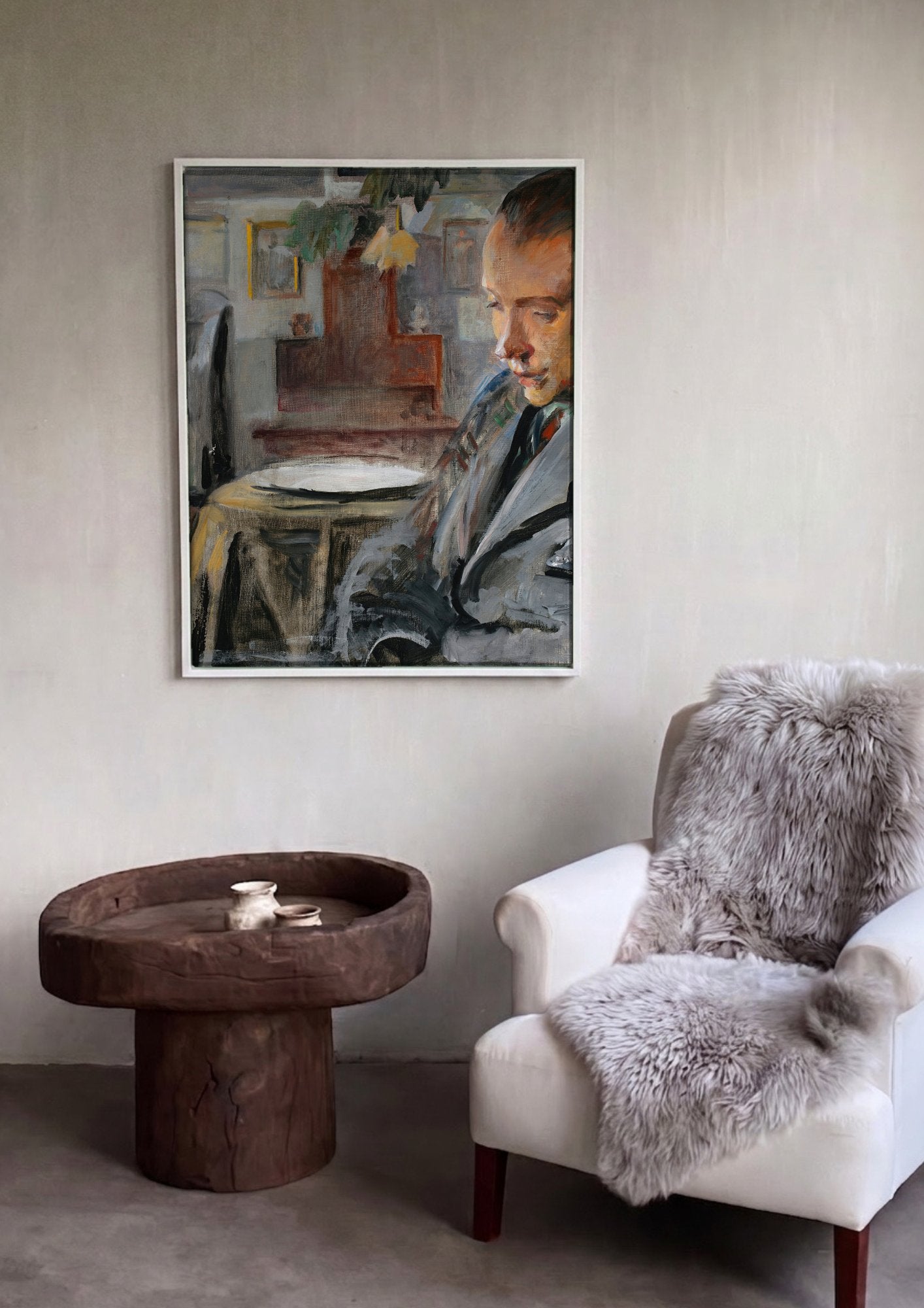 Quadro Decorativo Retrato Íntimo - Jacek Malczewski em ambiente decorado