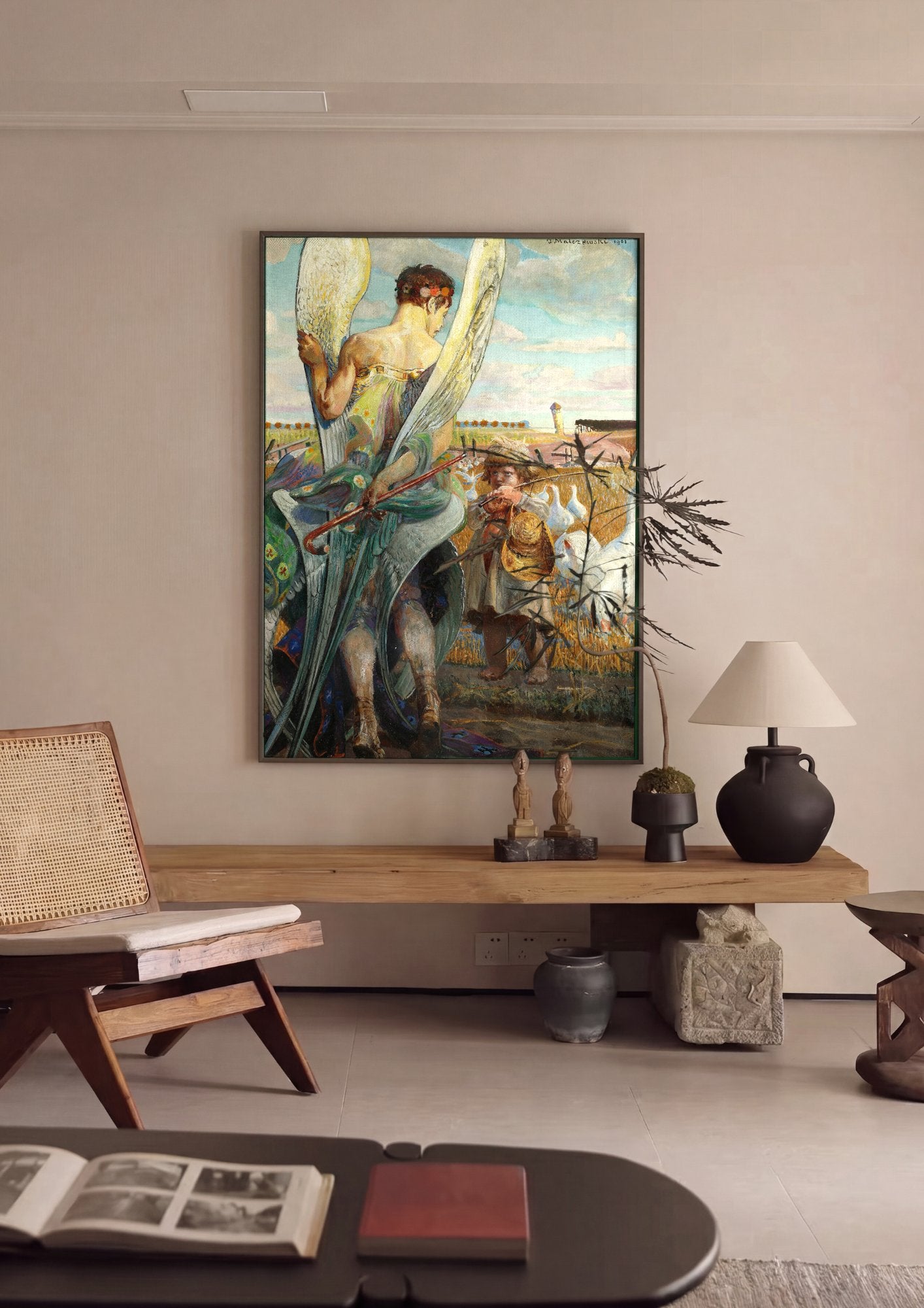 Quadro Decorativo Anjo do Pastor - Jacek Malczewski em ambiente decorado