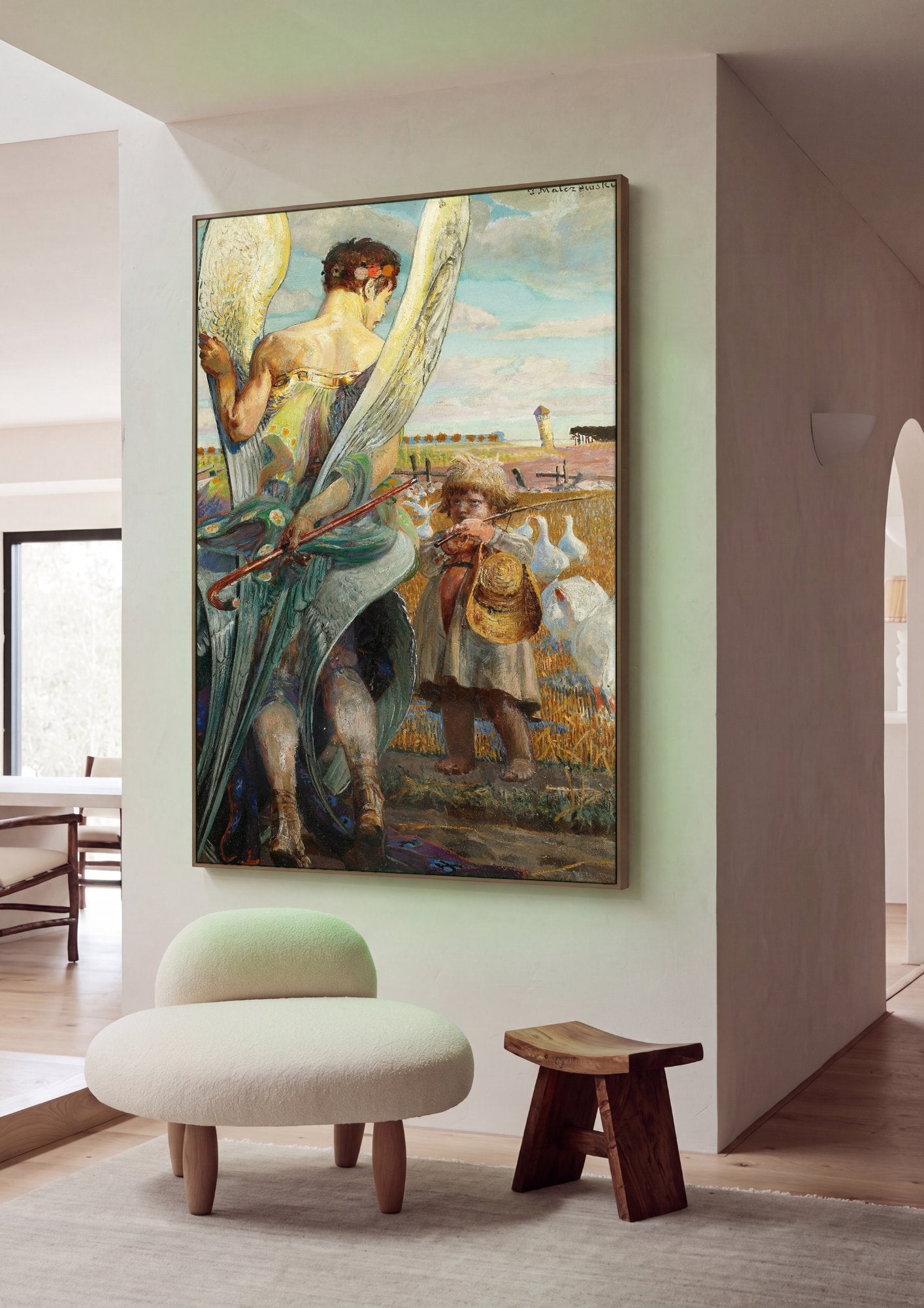 Quadro Decorativo Anjo do Pastor - Jacek Malczewski em ambiente decorado
