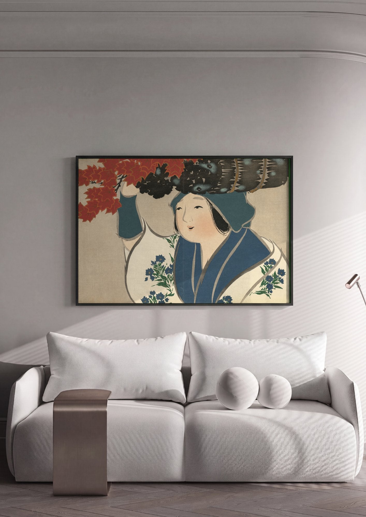 Quadro Decorativo A Mulher e o Outono - Kamisaka Sekka em ambiente decorado