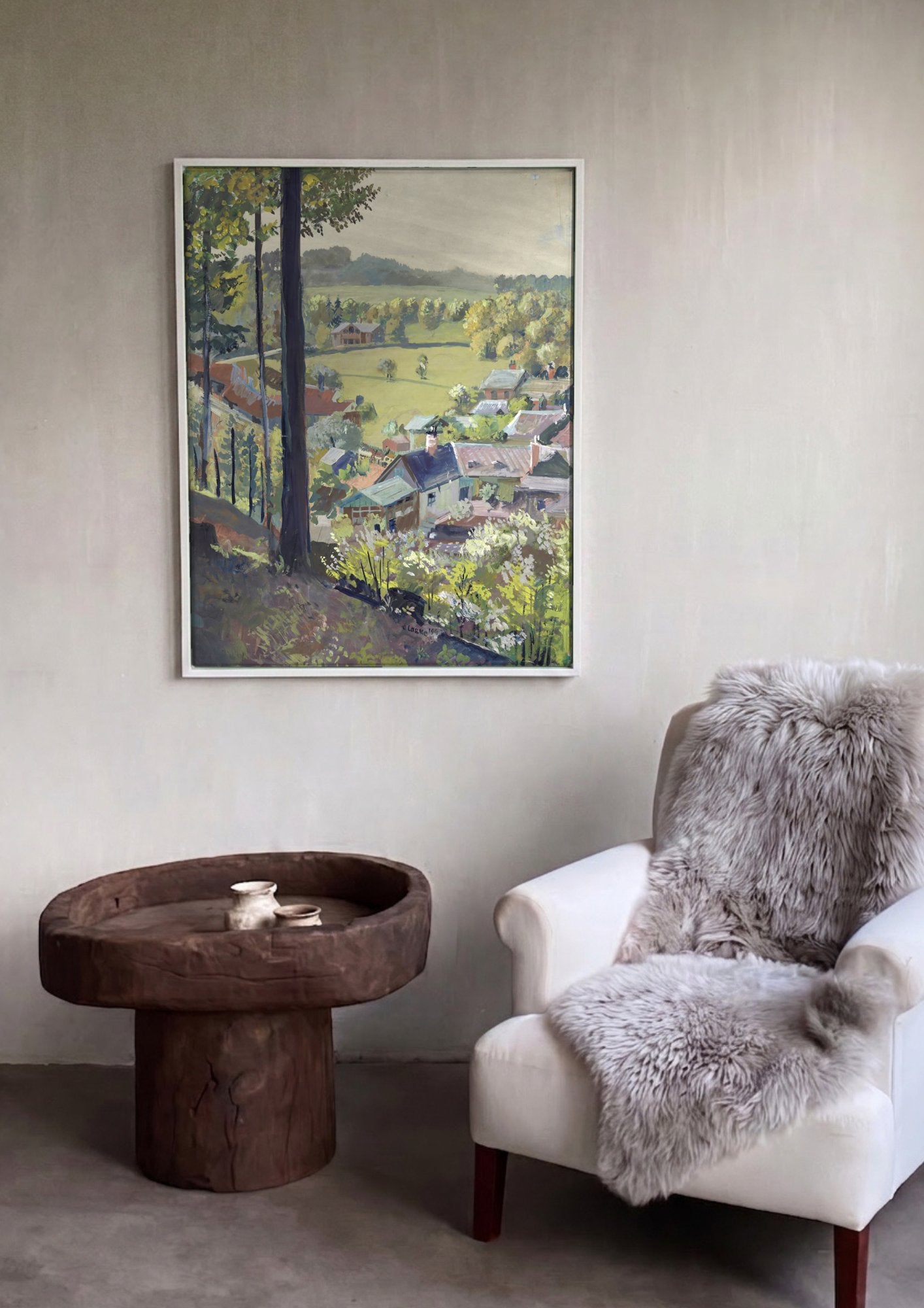 Quadro Decorativo Paisagem Alpina - Oskar Laske em ambiente decorado