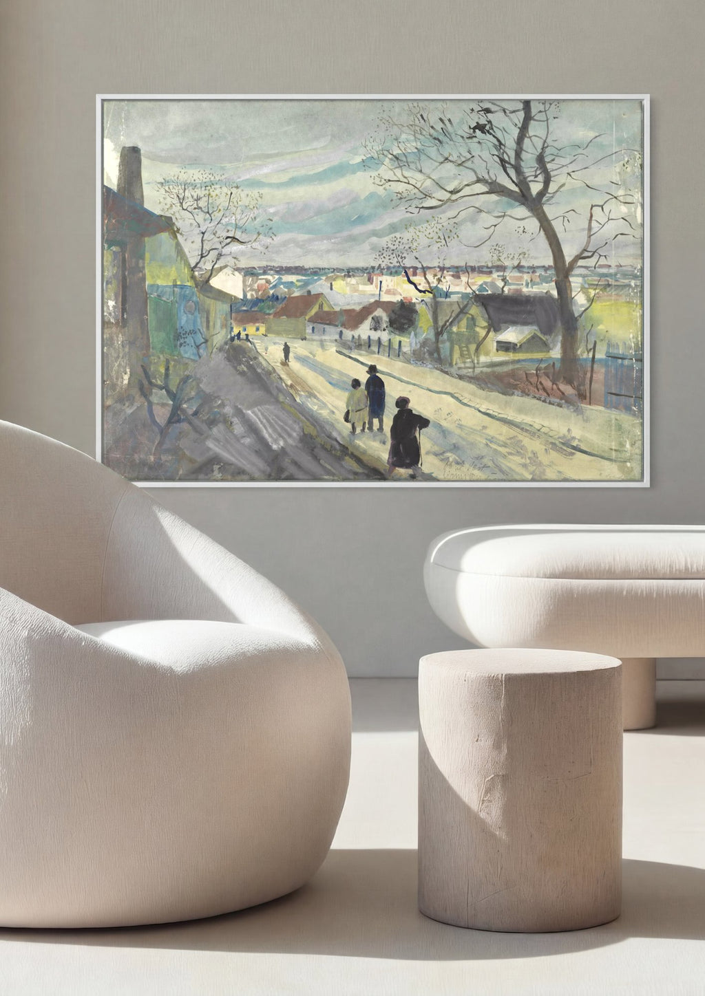 Quadro Decorativo 'Paisagem Urbana' - Oskar Laske em ambiente decorado