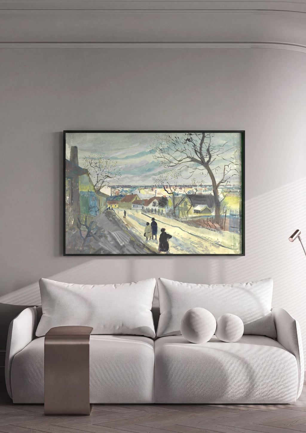 Quadro Decorativo 'Paisagem Urbana' - Oskar Laske em ambiente decorado
