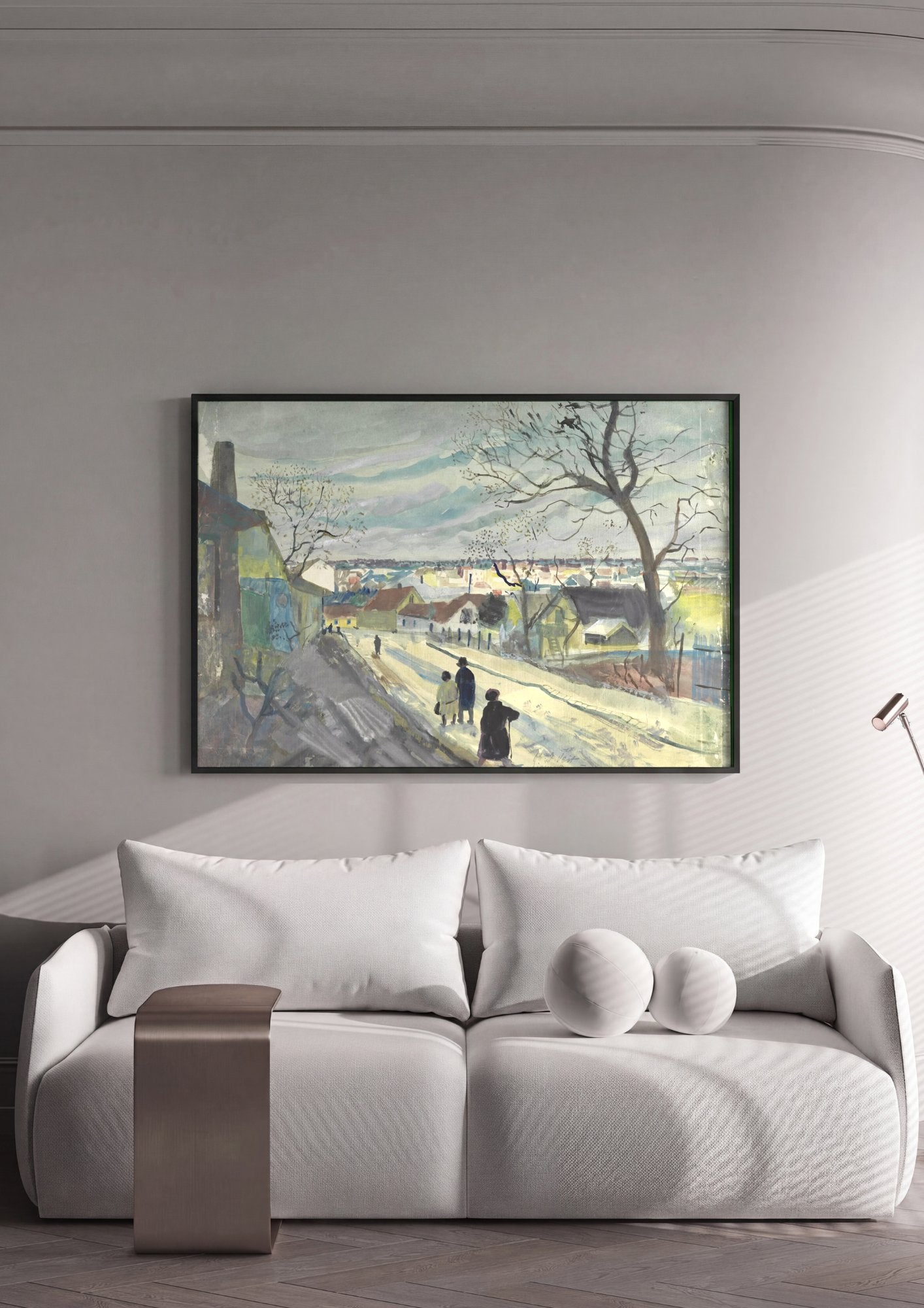 Quadro Decorativo 'Paisagem Urbana' - Oskar Laske em ambiente decorado