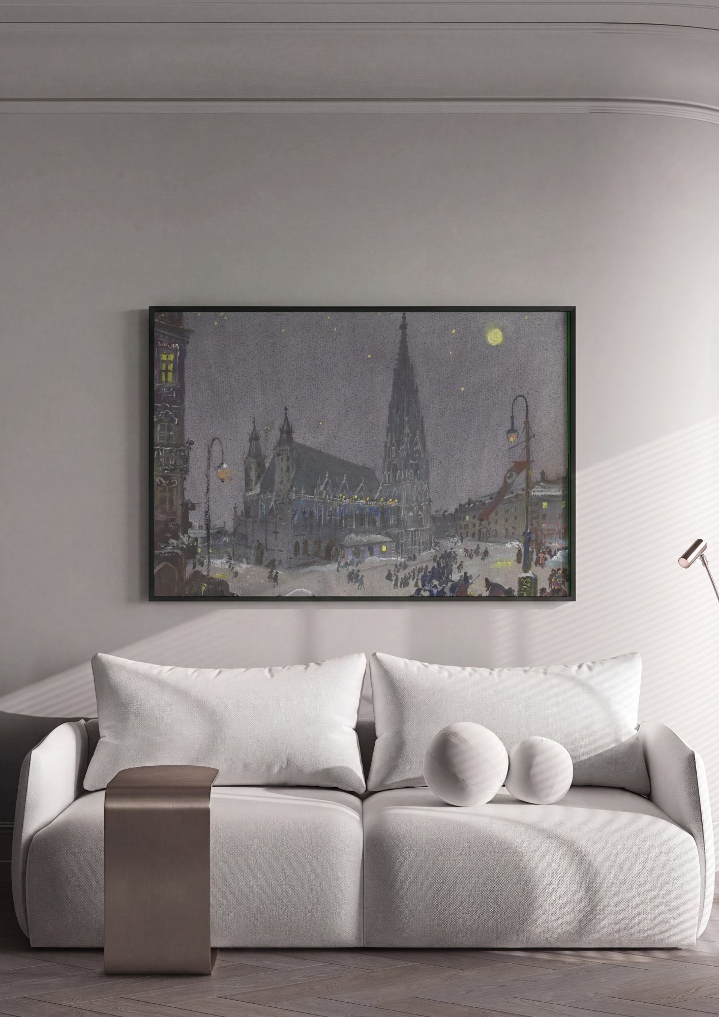 Quadro Decorativo Noite de Inverno - Oskar Laske em ambiente decorado