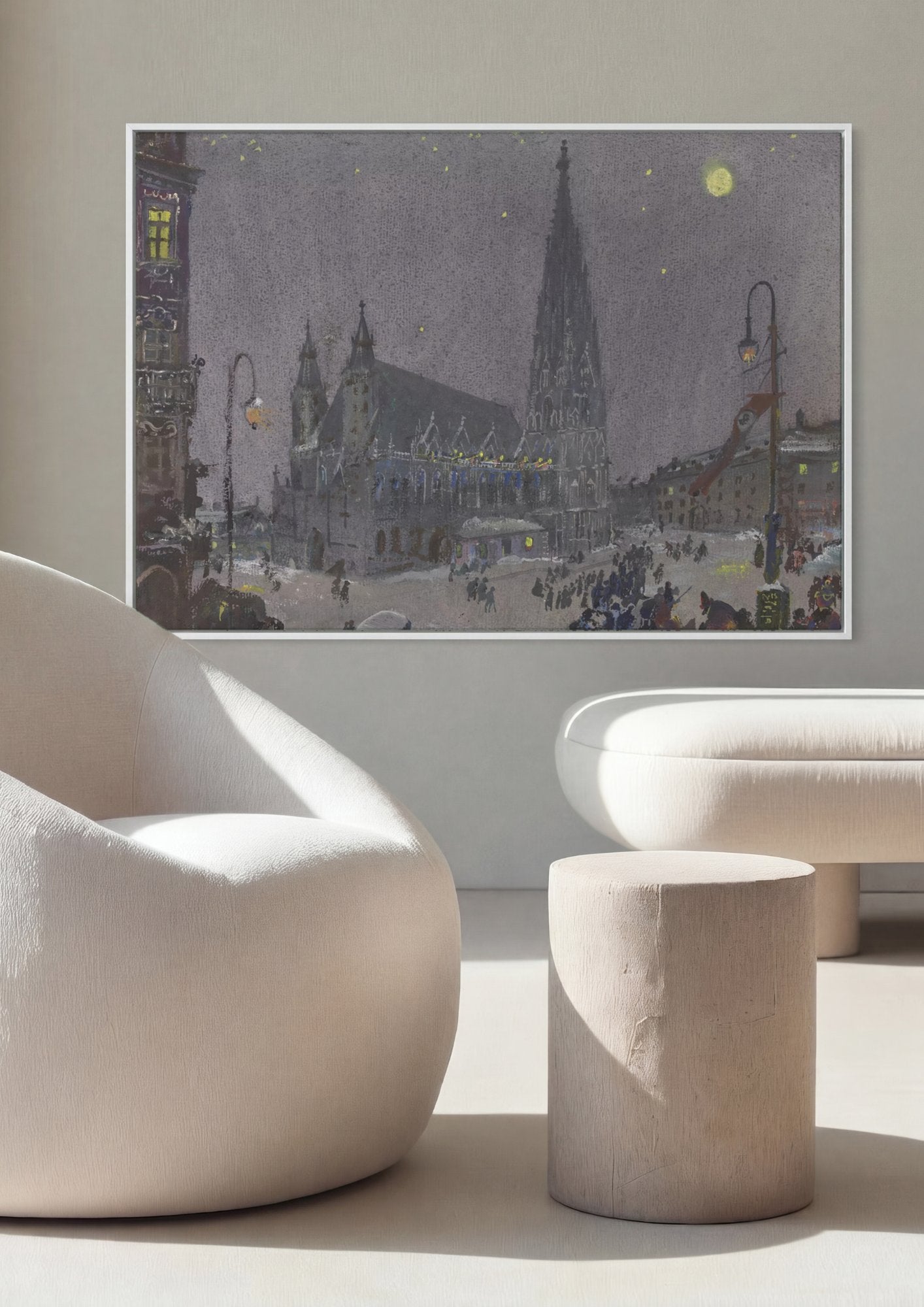 Quadro Decorativo Noite de Inverno - Oskar Laske em ambiente decorado