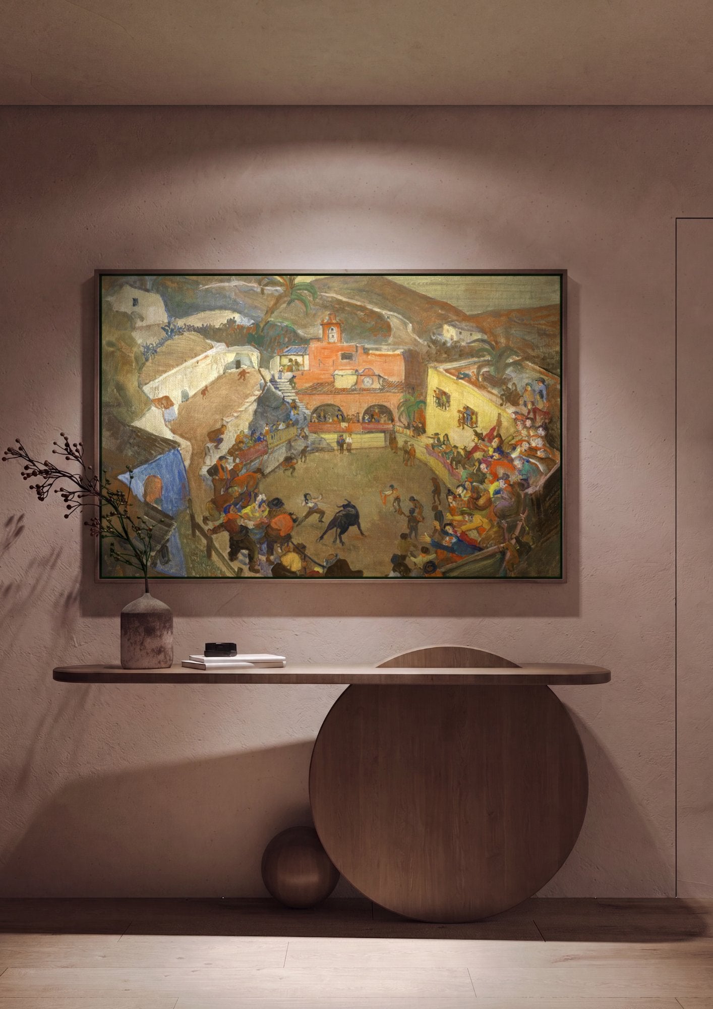 Quadro Decorativo Tourada em Mijas - Oskar Laske em ambiente decorado