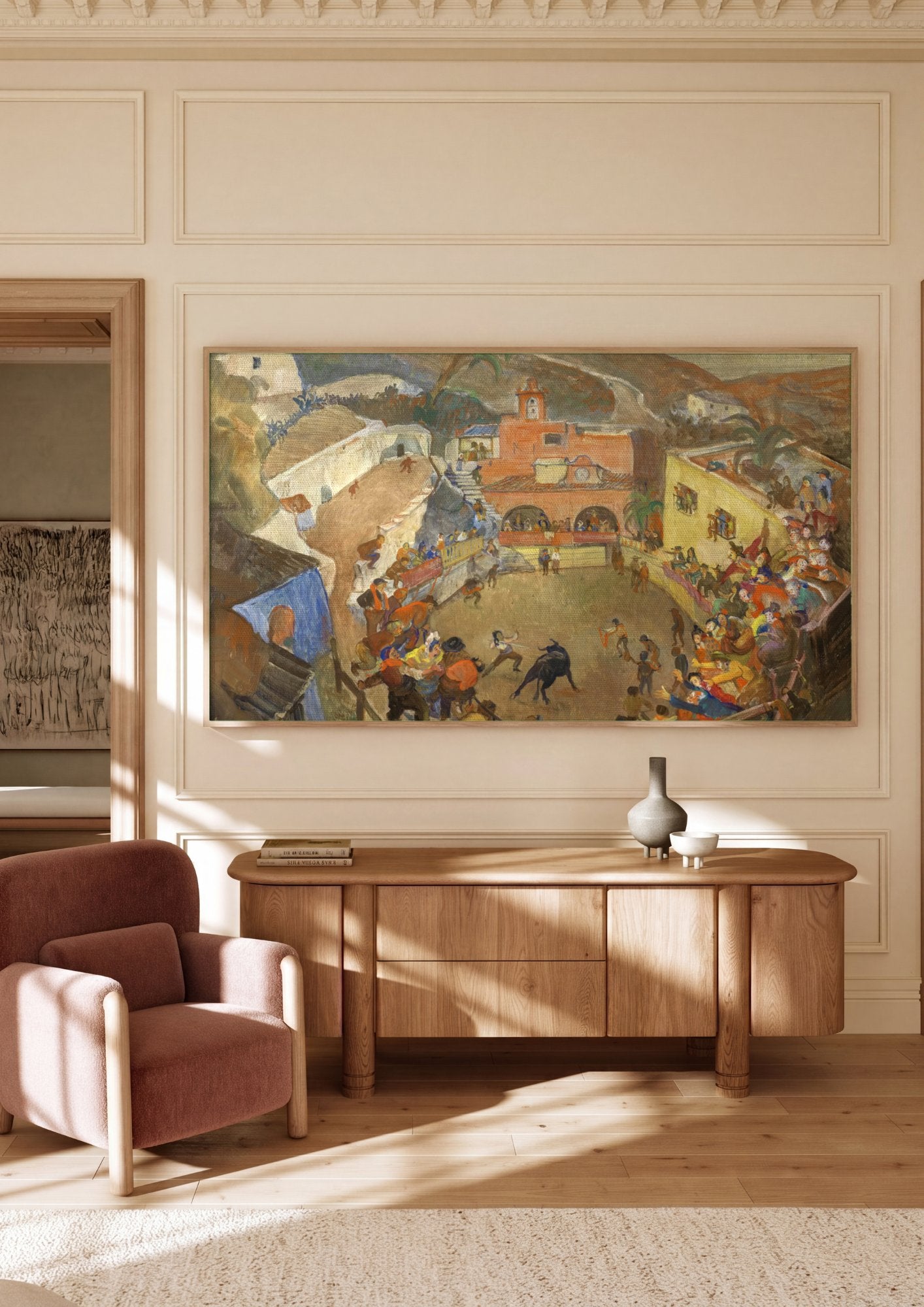 Quadro Decorativo Tourada em Mijas - Oskar Laske em ambiente decorado