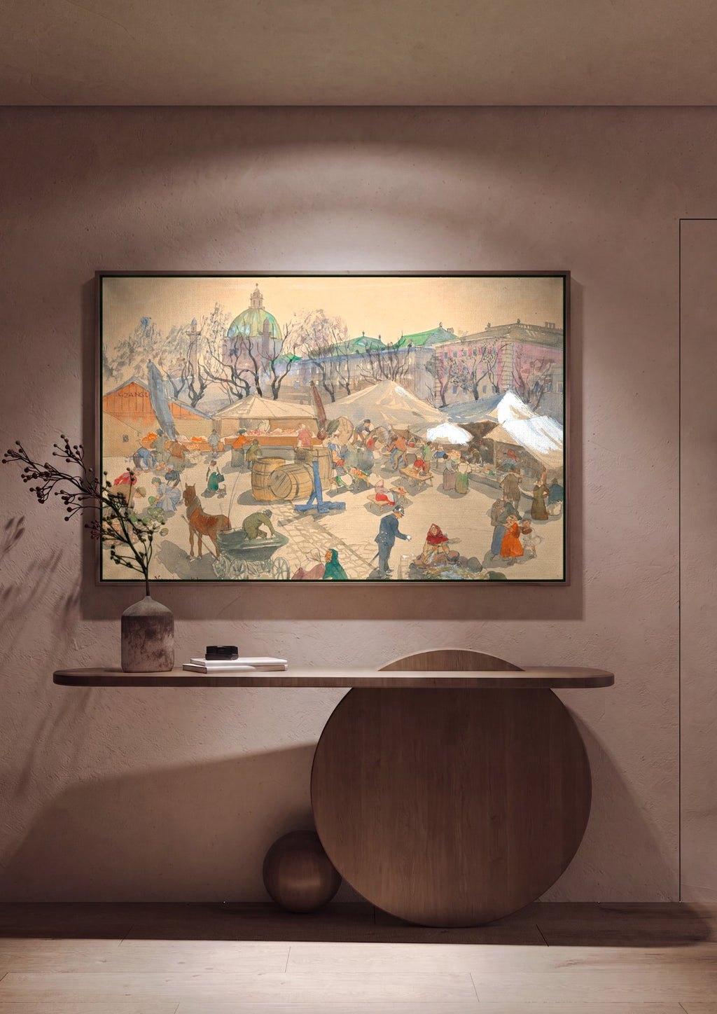 Quadro Decorativo Mercado de Viena - Oskar Laske em ambiente decorado