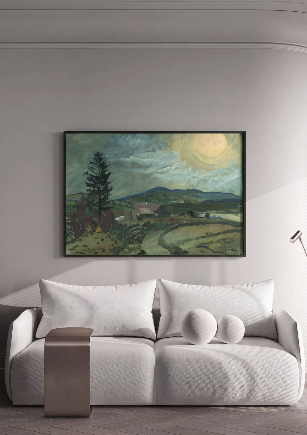 Quadro Decorativo Paisagem com Sol - Oskar Laske em ambiente decorado