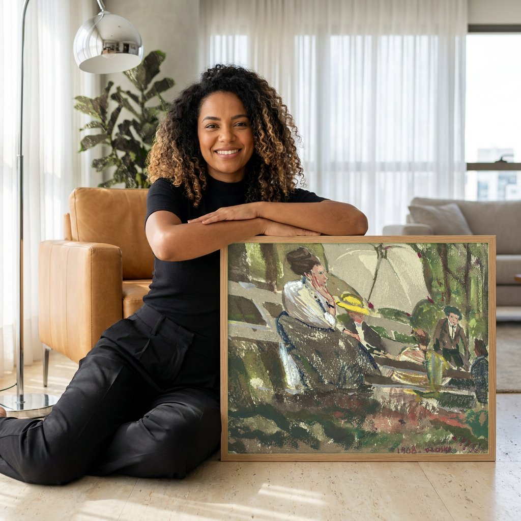 Quadro Decorativo Cenas de Parque - Oskar Laske com modelo em ambiente
