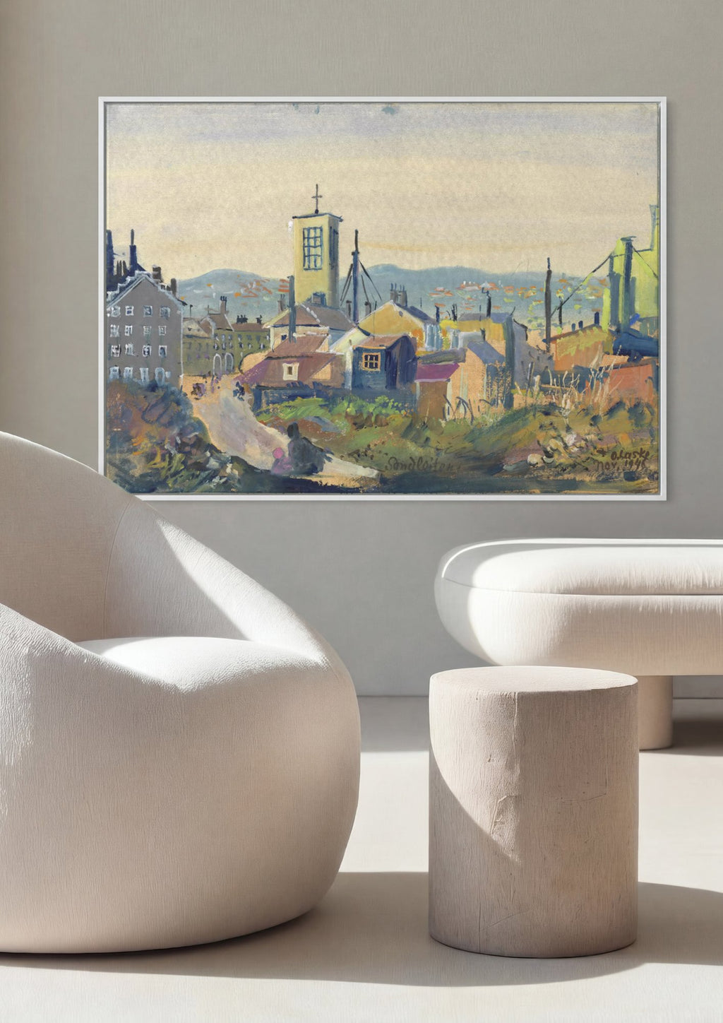Quadro Decorativo Paisagem Urbana - Oskar Laske em ambiente decorado