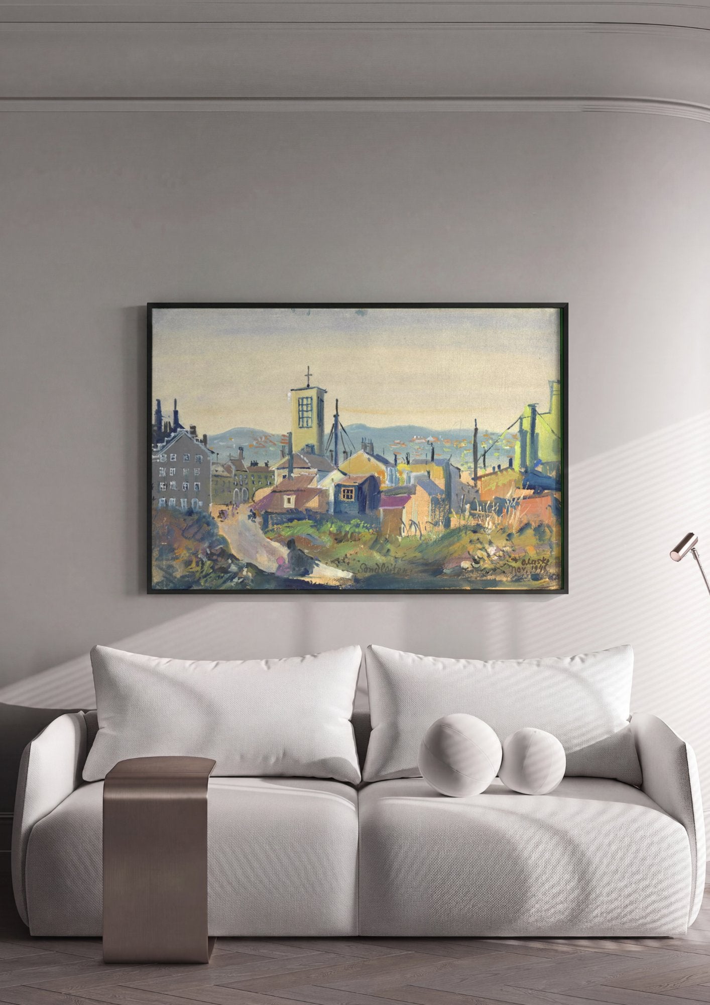 Quadro Decorativo Paisagem Urbana - Oskar Laske em ambiente decorado
