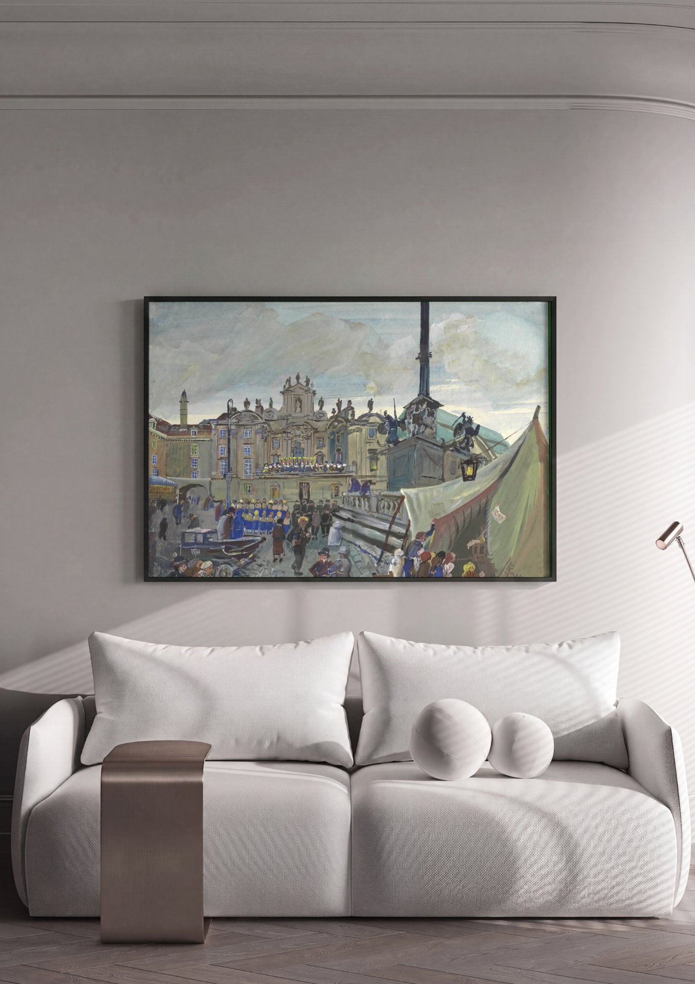 Quadro Decorativo Mercado de Viena - Oskar Laske em ambiente decorado