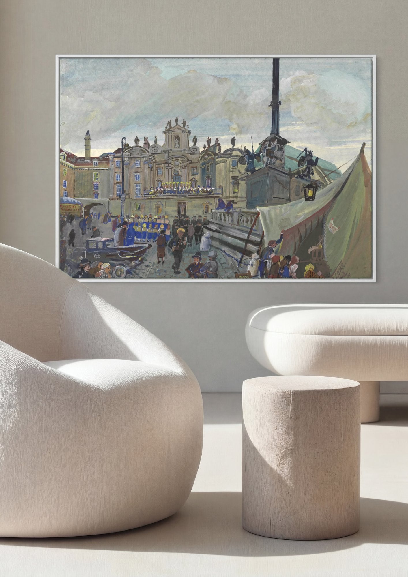 Quadro Decorativo Mercado de Viena - Oskar Laske em ambiente decorado