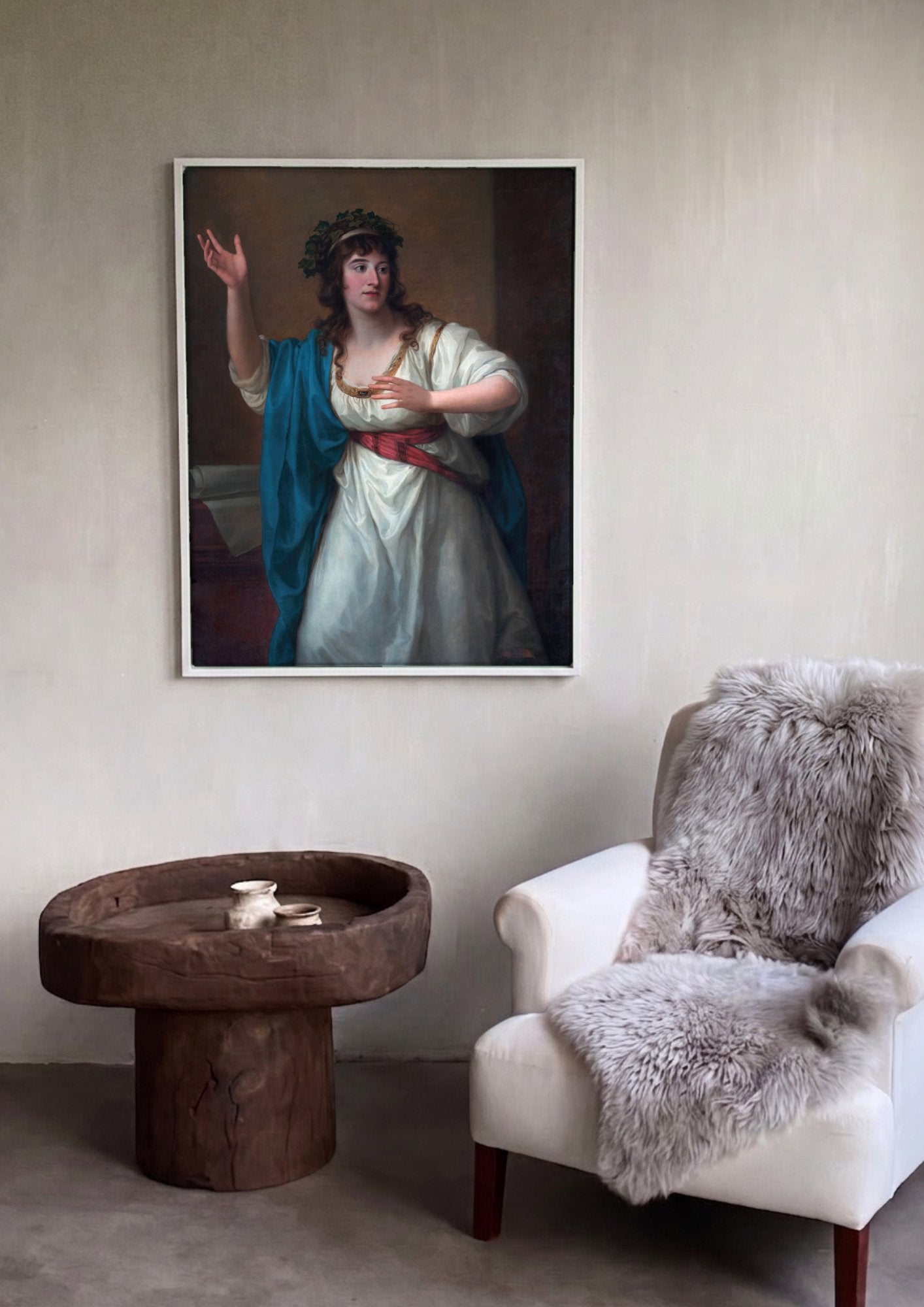 Quadro Decorativo A Poetisa - Angelica Kauffmann em ambiente decorado