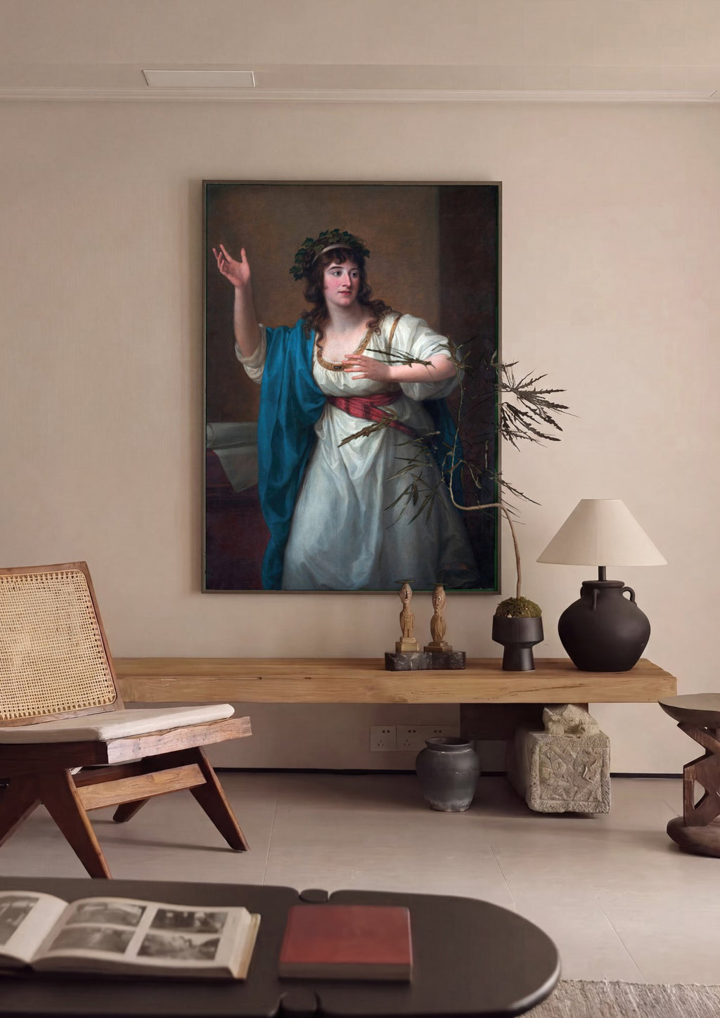 Quadro Decorativo A Poetisa - Angelica Kauffmann em ambiente decorado