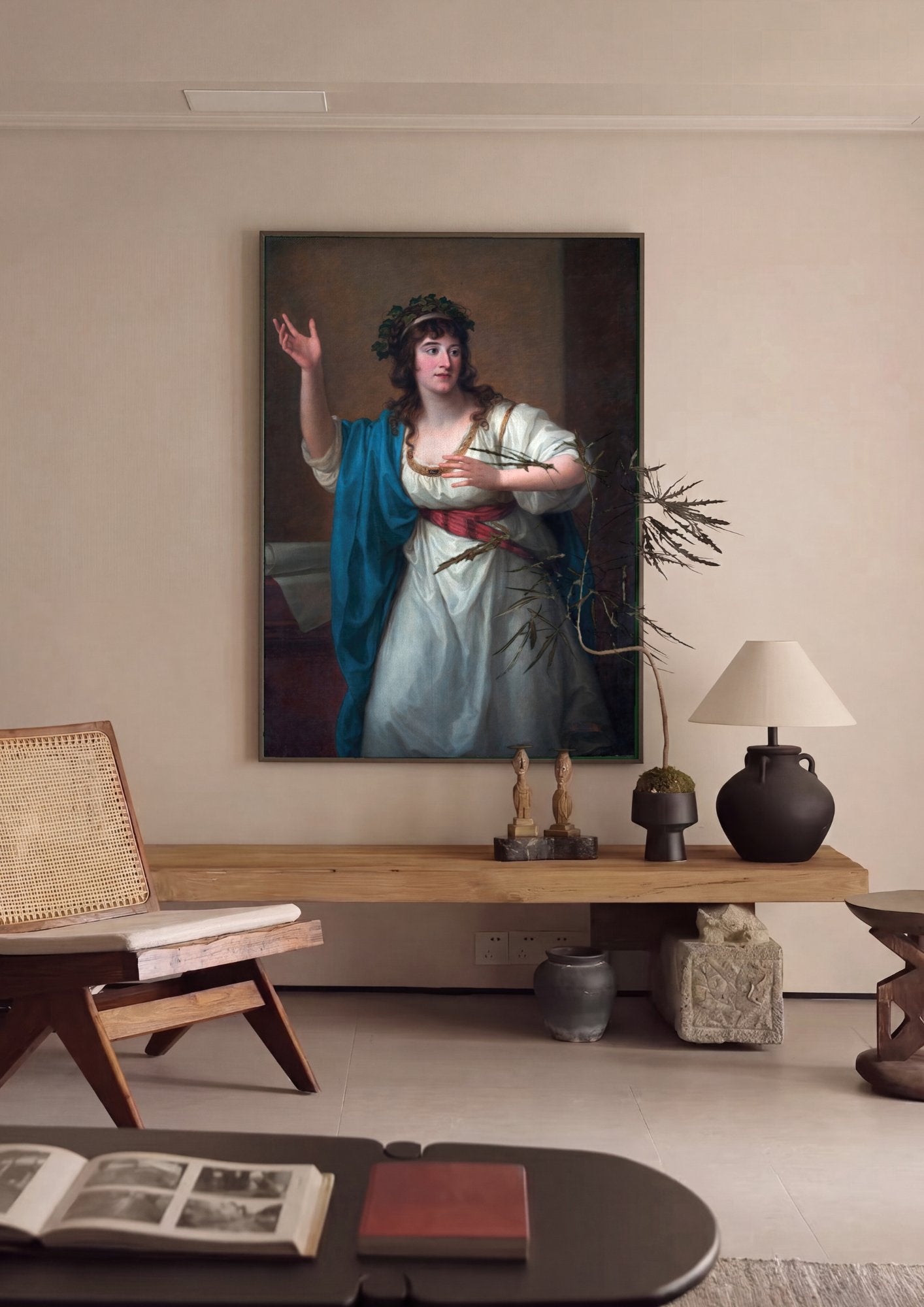 Quadro Decorativo A Poetisa - Angelica Kauffmann em ambiente decorado