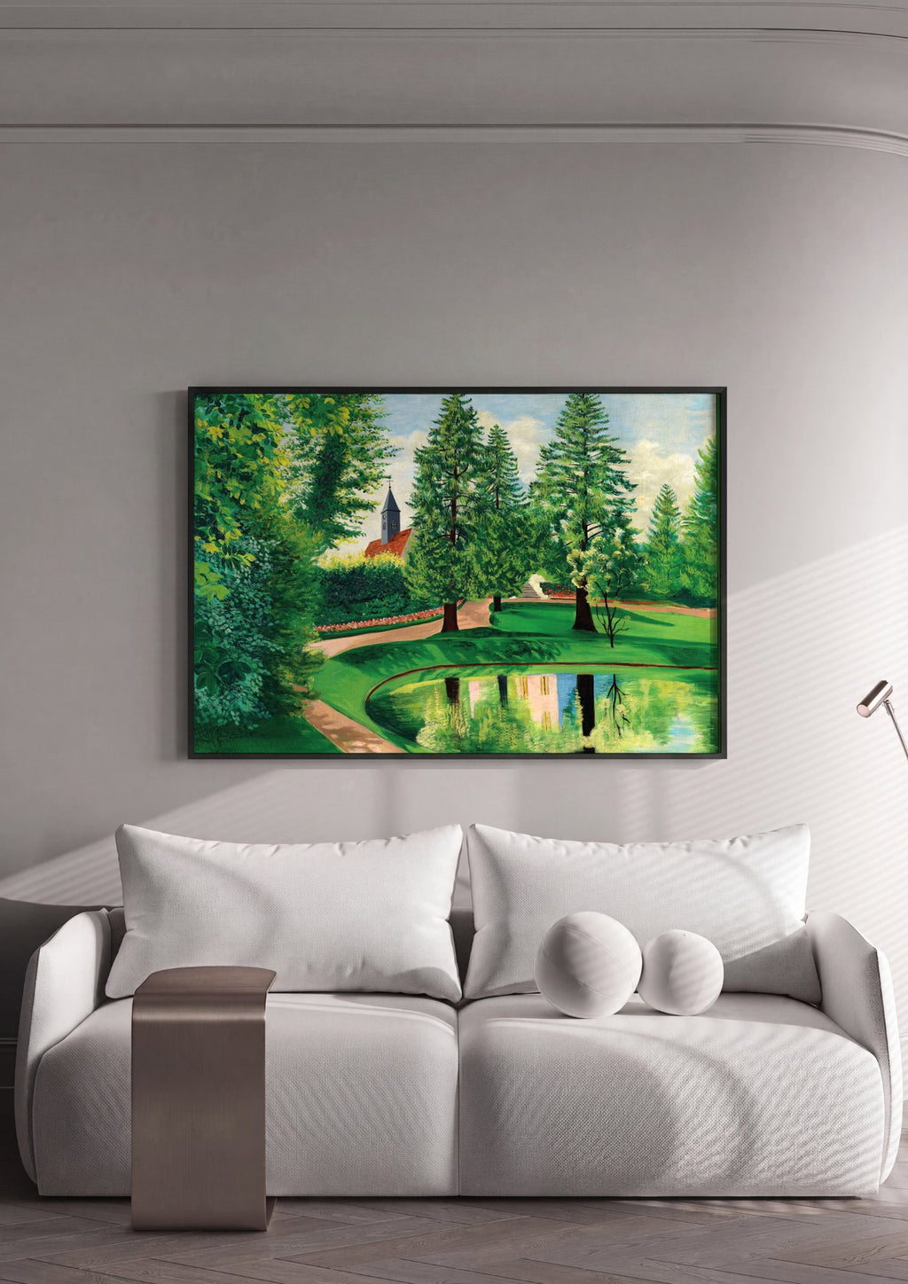 Quadro Decorativo 'Paisagem com Igreja' - Kisling em ambiente decorado
