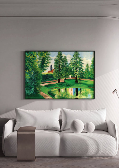 Quadro Decorativo 'Paisagem com Igreja' - Kisling em ambiente decorado