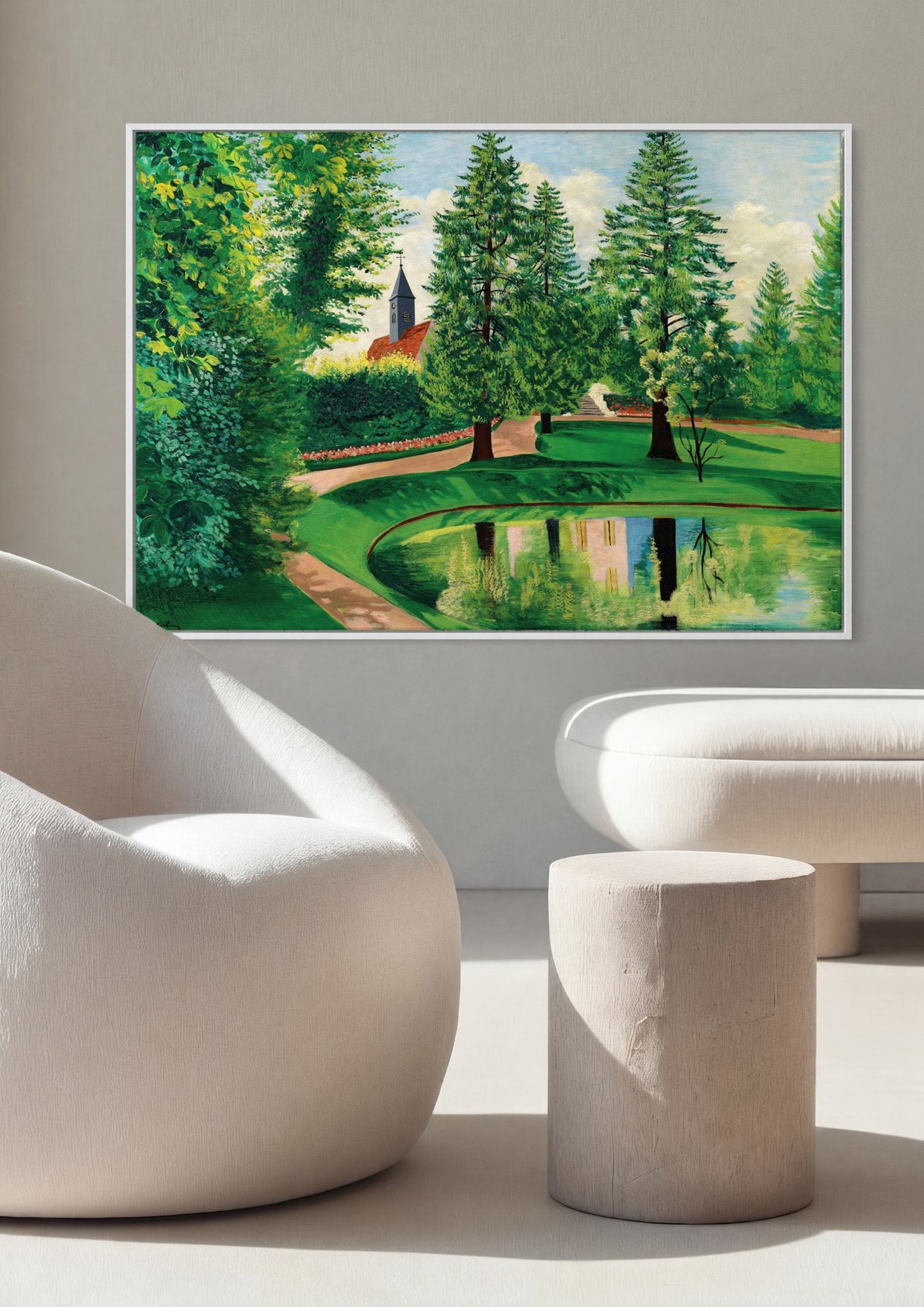 Quadro Decorativo 'Paisagem com Igreja' - Kisling em ambiente decorado