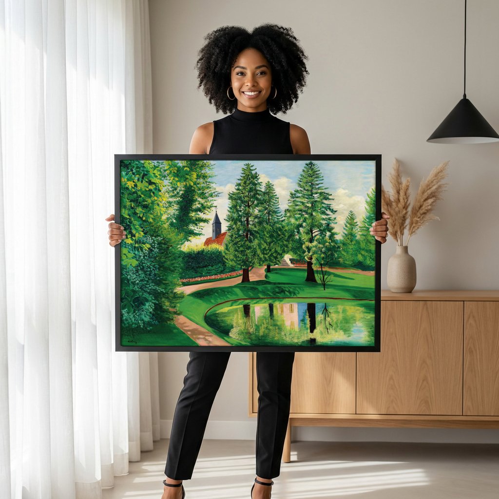 Quadro Decorativo 'Paisagem com Igreja' - Kisling com modelo em ambiente