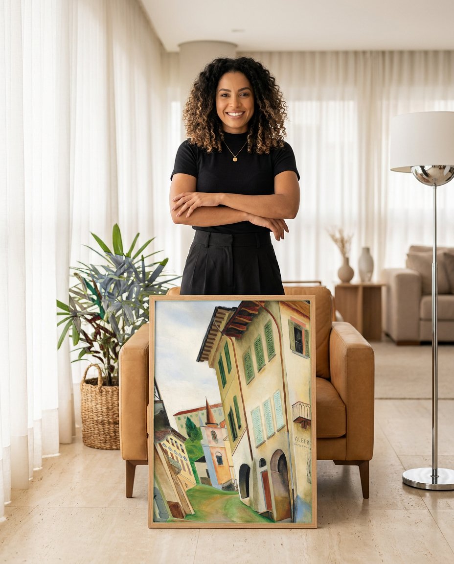 Quadro Decorativo 'Rua na Itália' - Moïse Kisling com modelo em ambiente