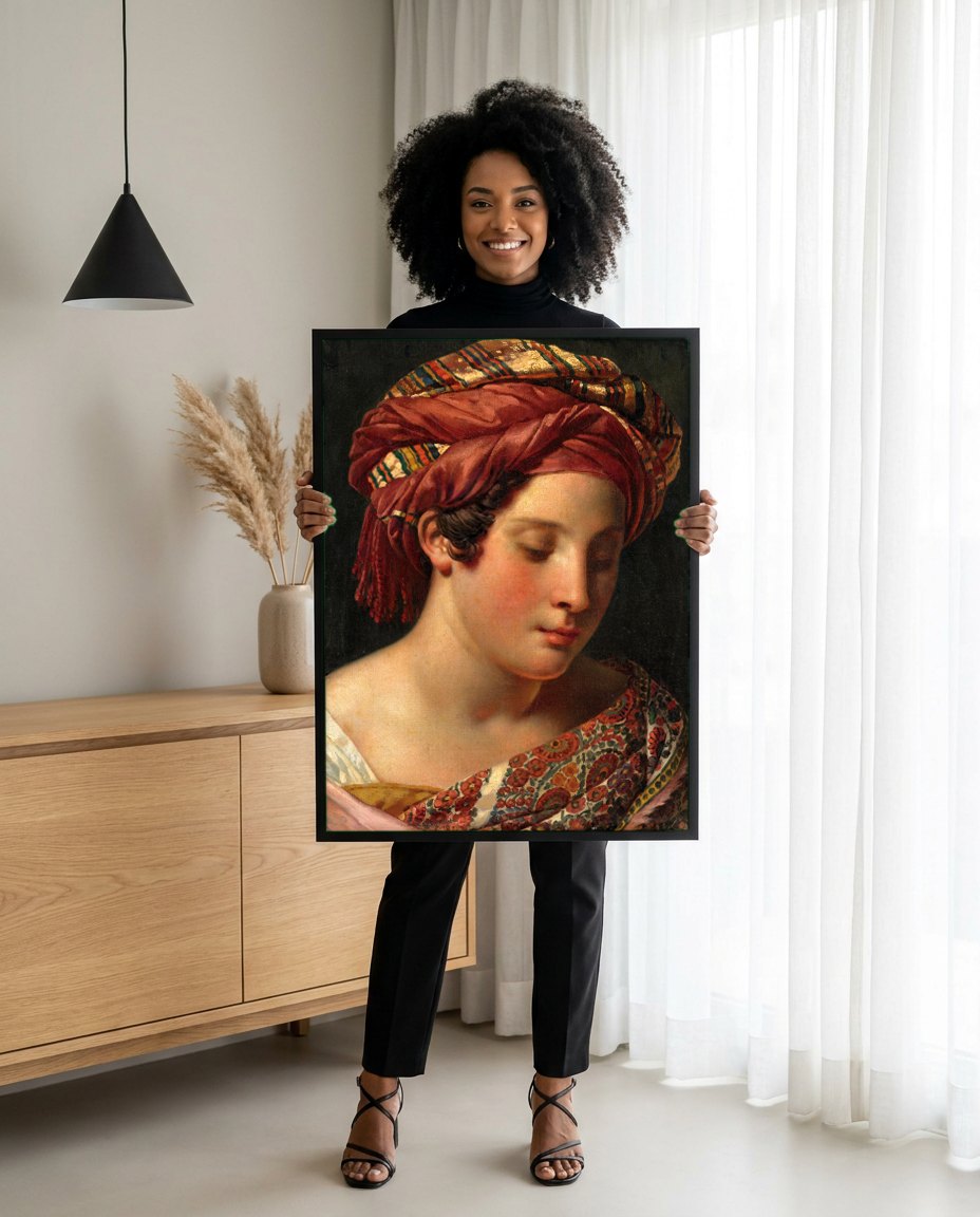 Quadro Decorativo A Jovem Beduína - Anne-Louis Girodet | modelo apresentando o quadro emoldurado