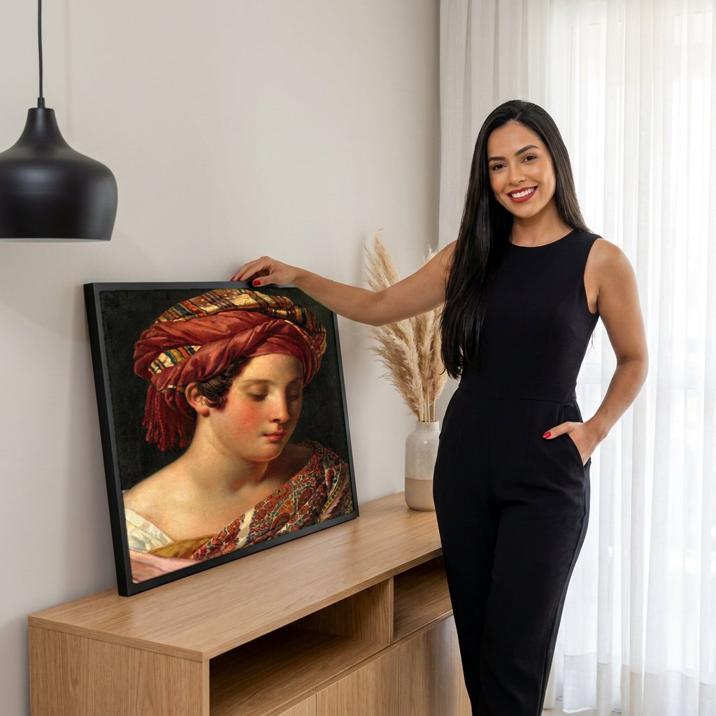 Quadro Decorativo A Jovem Beduína - Anne-Louis Girodet | modelo apresentando o quadro emoldurado
