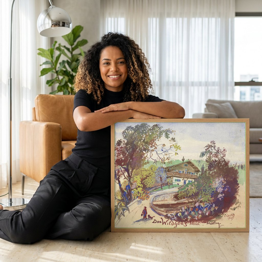 Quadro Decorativo Das Wildgans Haus Mödling - Oskar Laske | modelo apresentando o quadro emoldurado