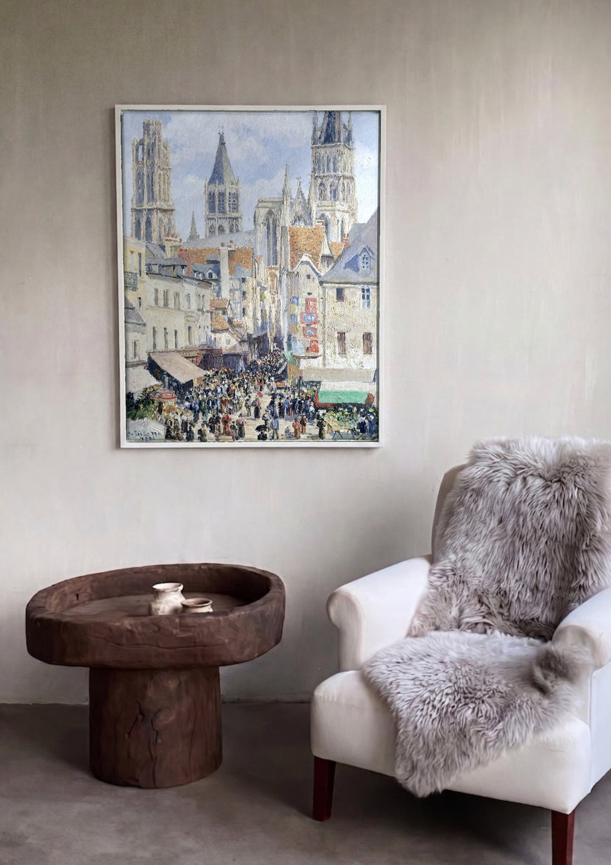 Quadro Decorativo Mercado de Rouen - Camille Pissarro | quadro emoldurado na parede