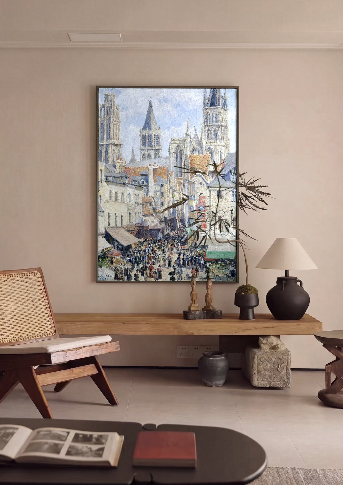Quadro Decorativo Mercado de Rouen - Camille Pissarro | quadro emoldurado na parede