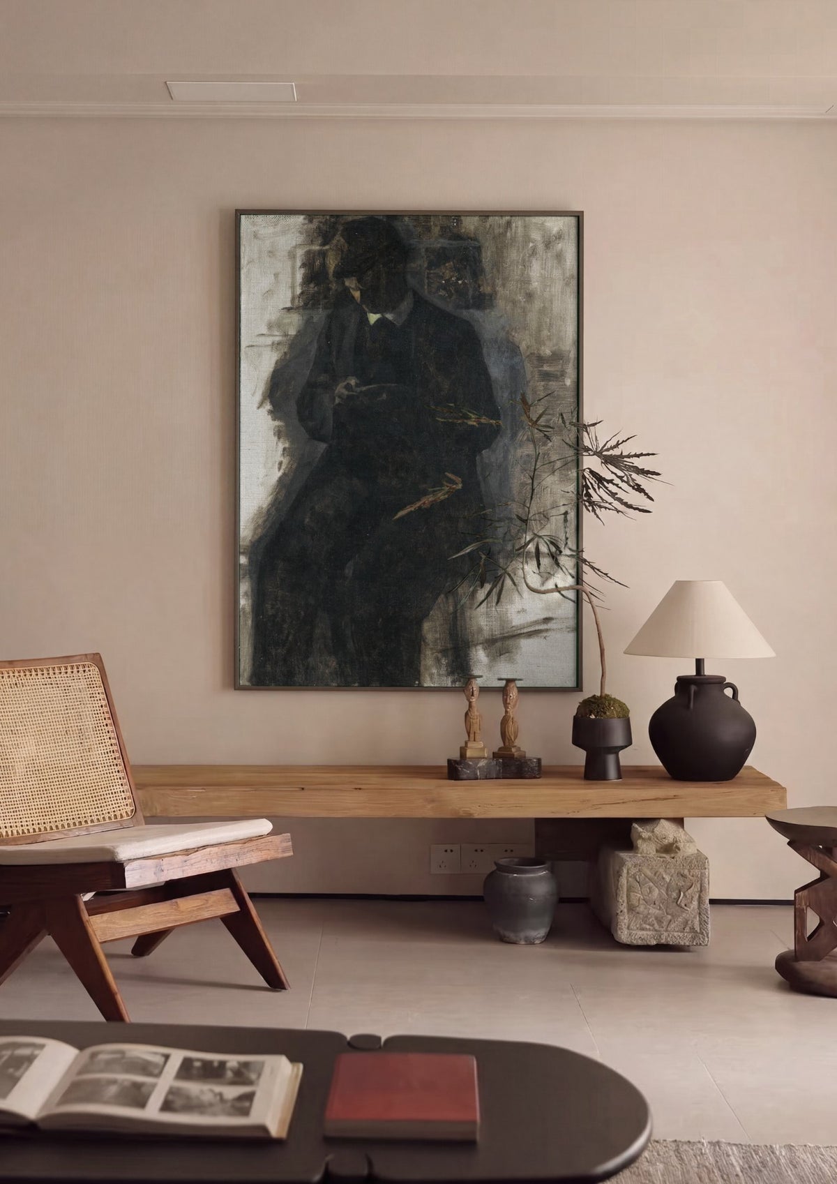Quadro Decorativo Homem Lendo (Estudo) - Vilhelm Hammershøi | quadro emoldurado na parede