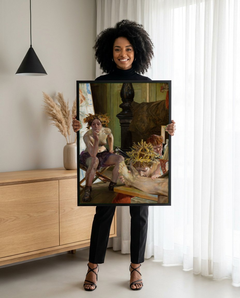 Quadro Decorativo 'Pé de Sereia' - Jacek Malczewski | modelo apresentando o quadro emoldurado