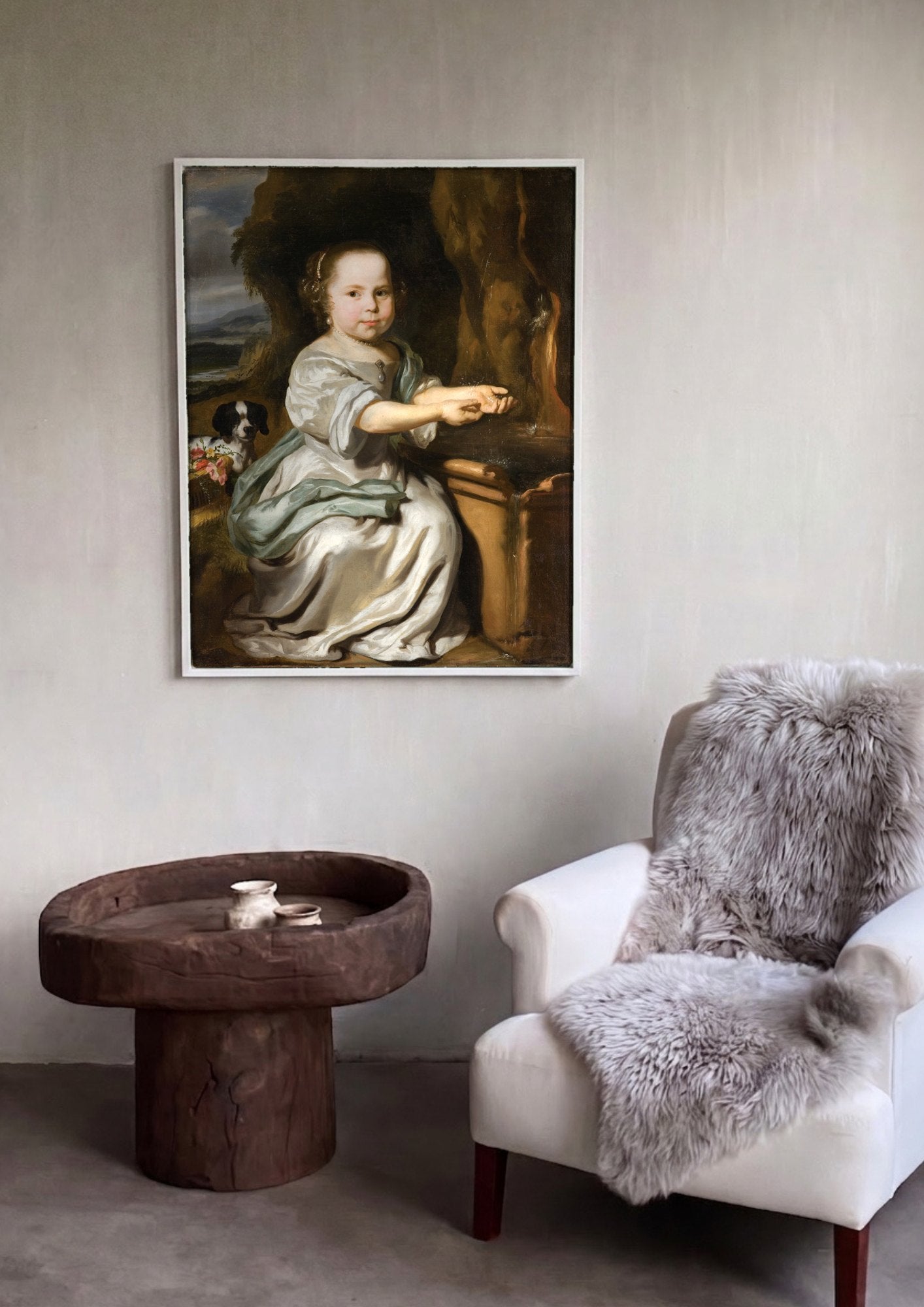 Quadro Decorativo Criança na Fonte - Nicolaes Maes | quadro emoldurado na parede
