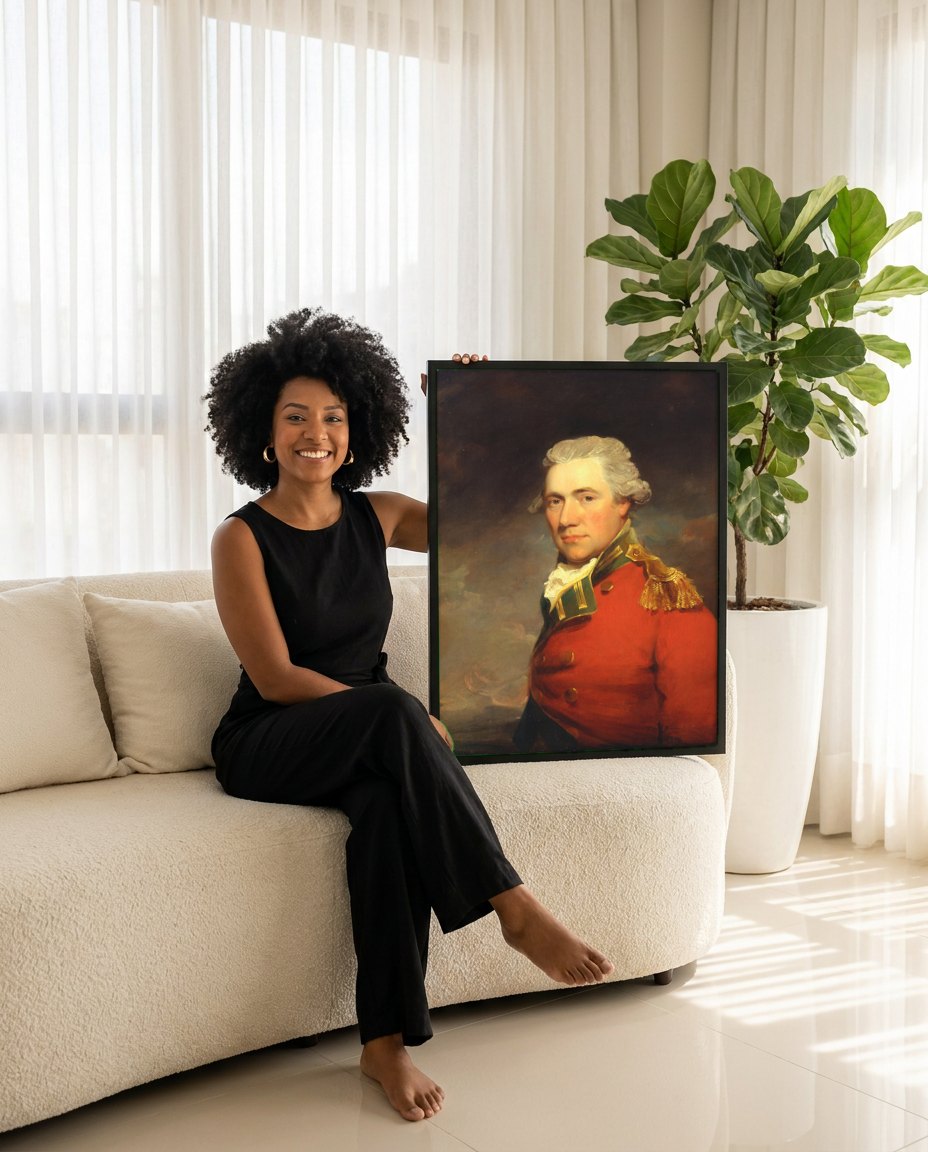 Quadro Decorativo Retrato de um Oficial - John Hoppner | modelo apresentando o quadro emoldurado