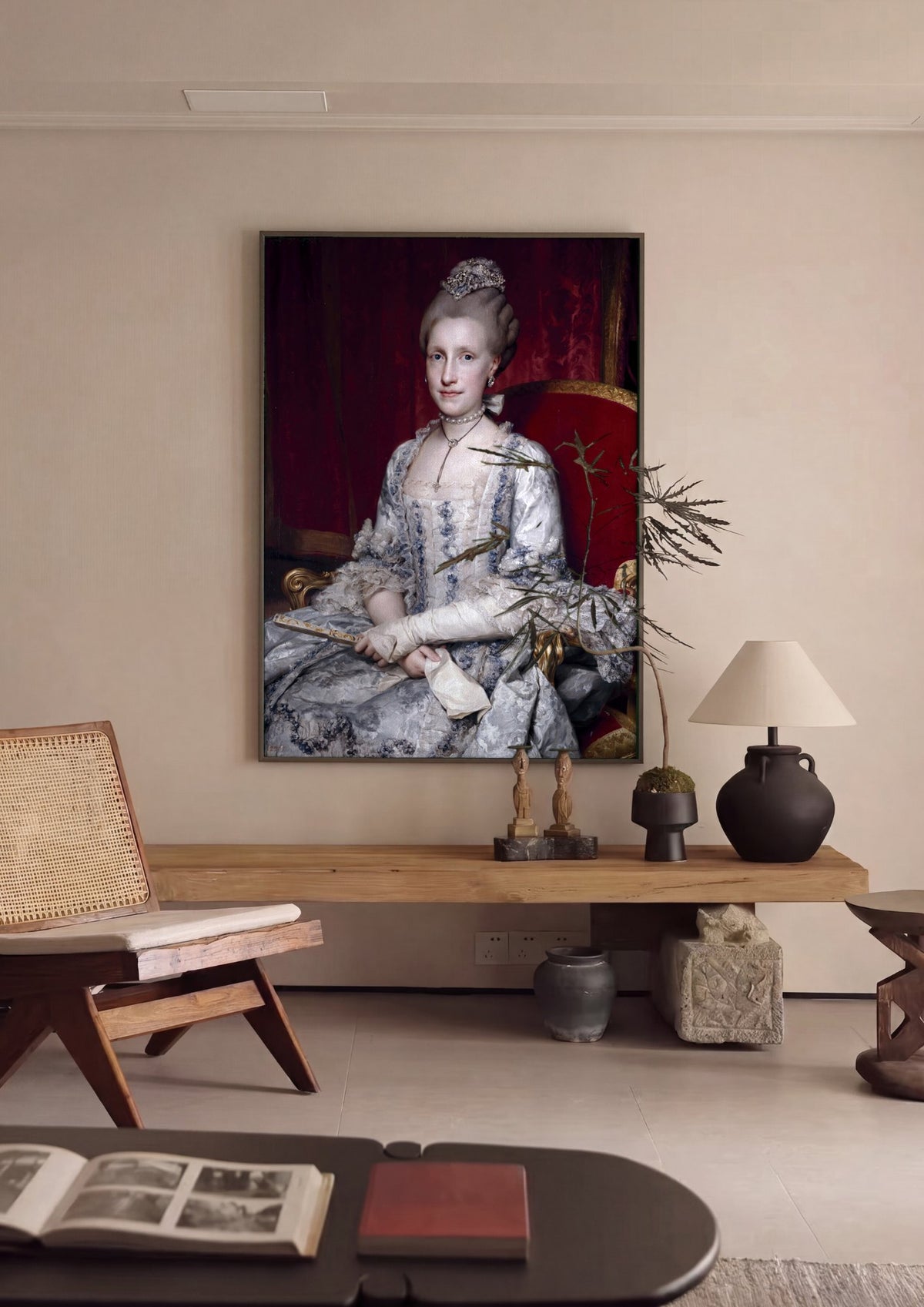 Quadro Decorativo Retrato da Rainha Carlota - Anton Raphael Mengs | quadro emoldurado na parede