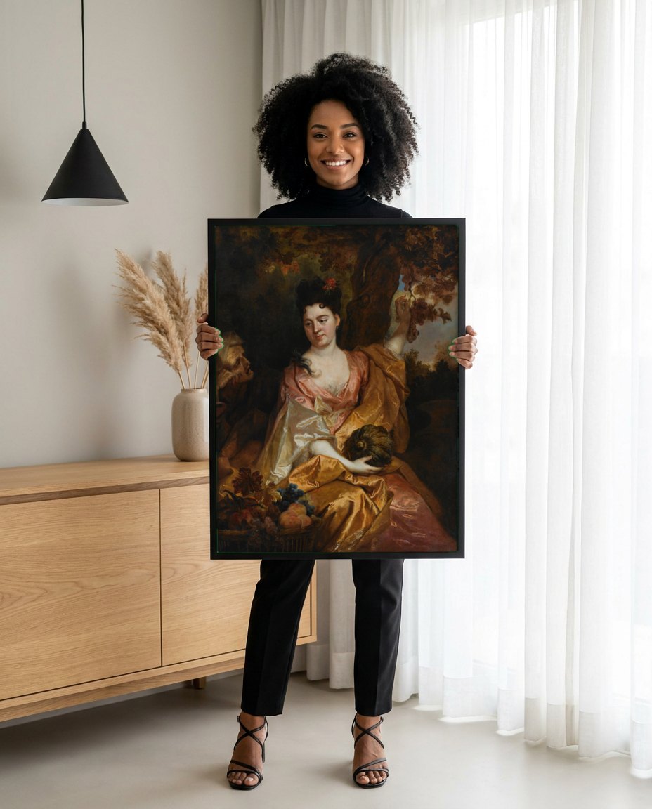 Quadro Decorativo A Mulher Jovem e a Velha - Nicolas de Largillière | modelo apresentando o quadro emoldurado