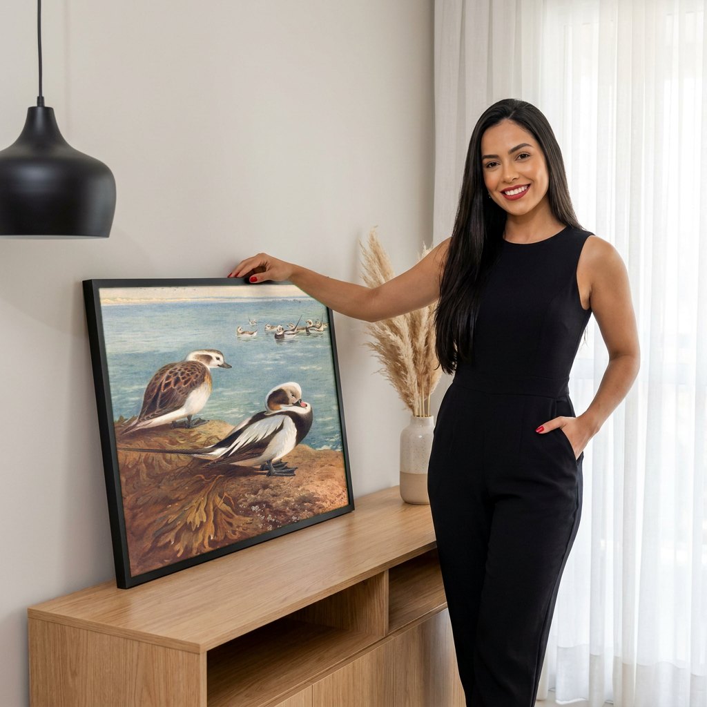 Quadro Decorativo Aves Marinhas - Archibald Thorburn | modelo apresentando o quadro emoldurado