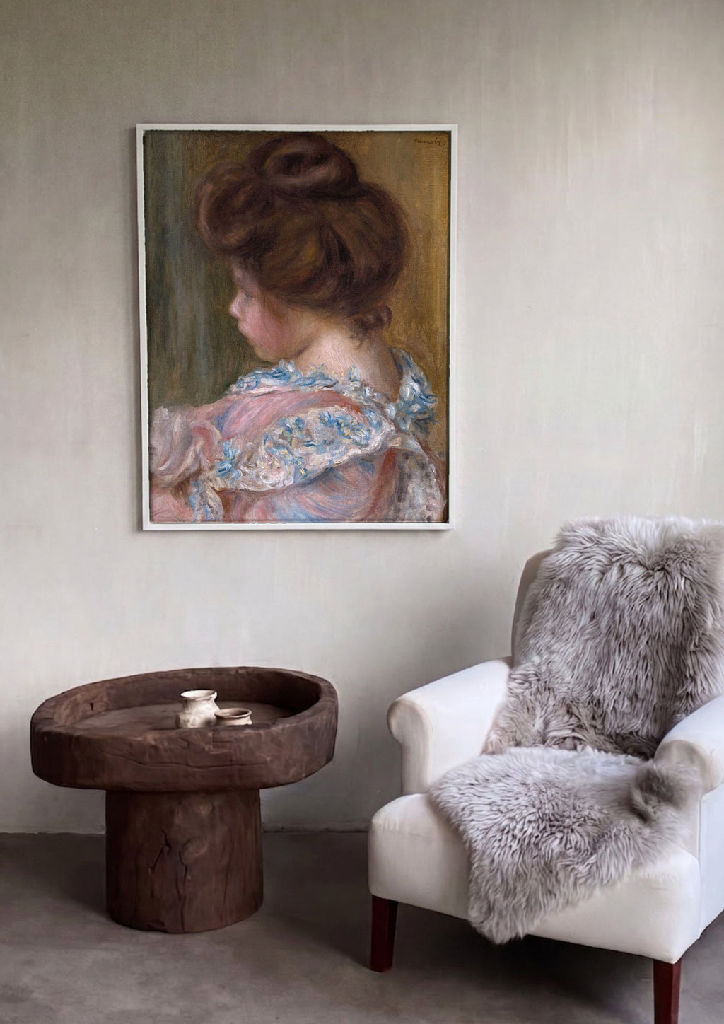 Quadro Decorativo Jovem Mulher de Perfil - Renoir | quadro emoldurado na parede