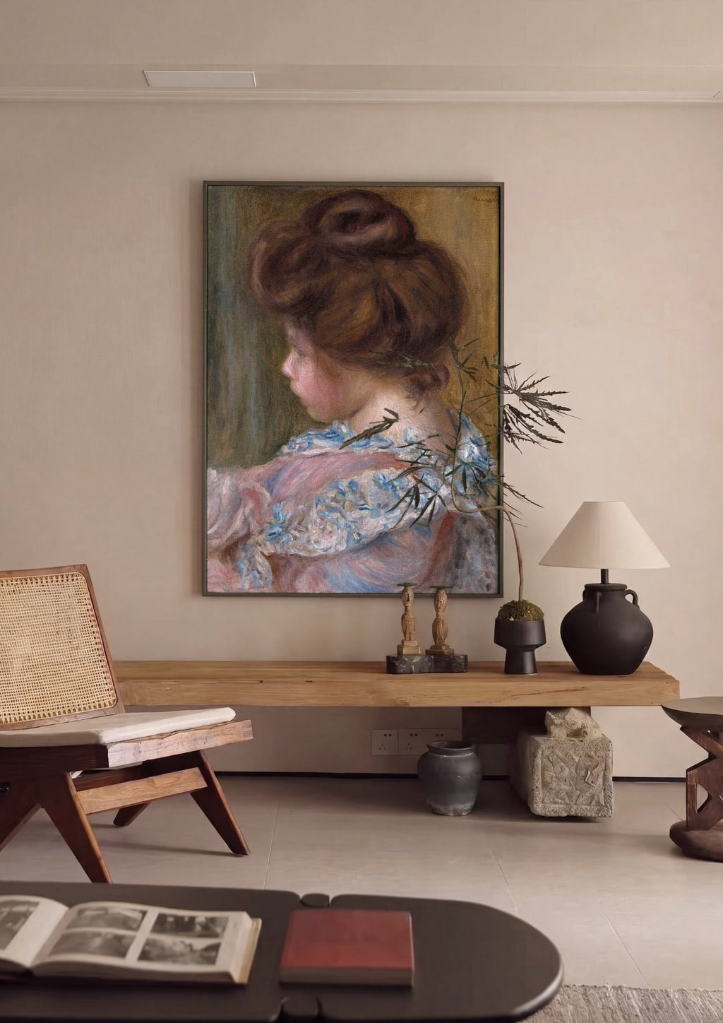 Quadro Decorativo Jovem Mulher de Perfil - Renoir | quadro emoldurado na parede
