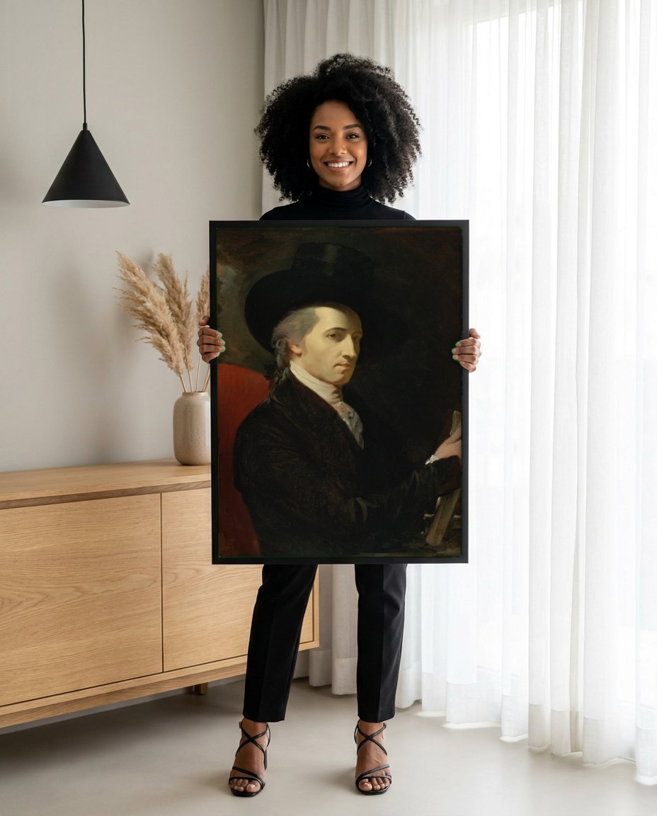 Quadro Decorativo Retrato de Jovem Cavalheiro - Benjamin West | modelo apresentando o quadro emoldurado