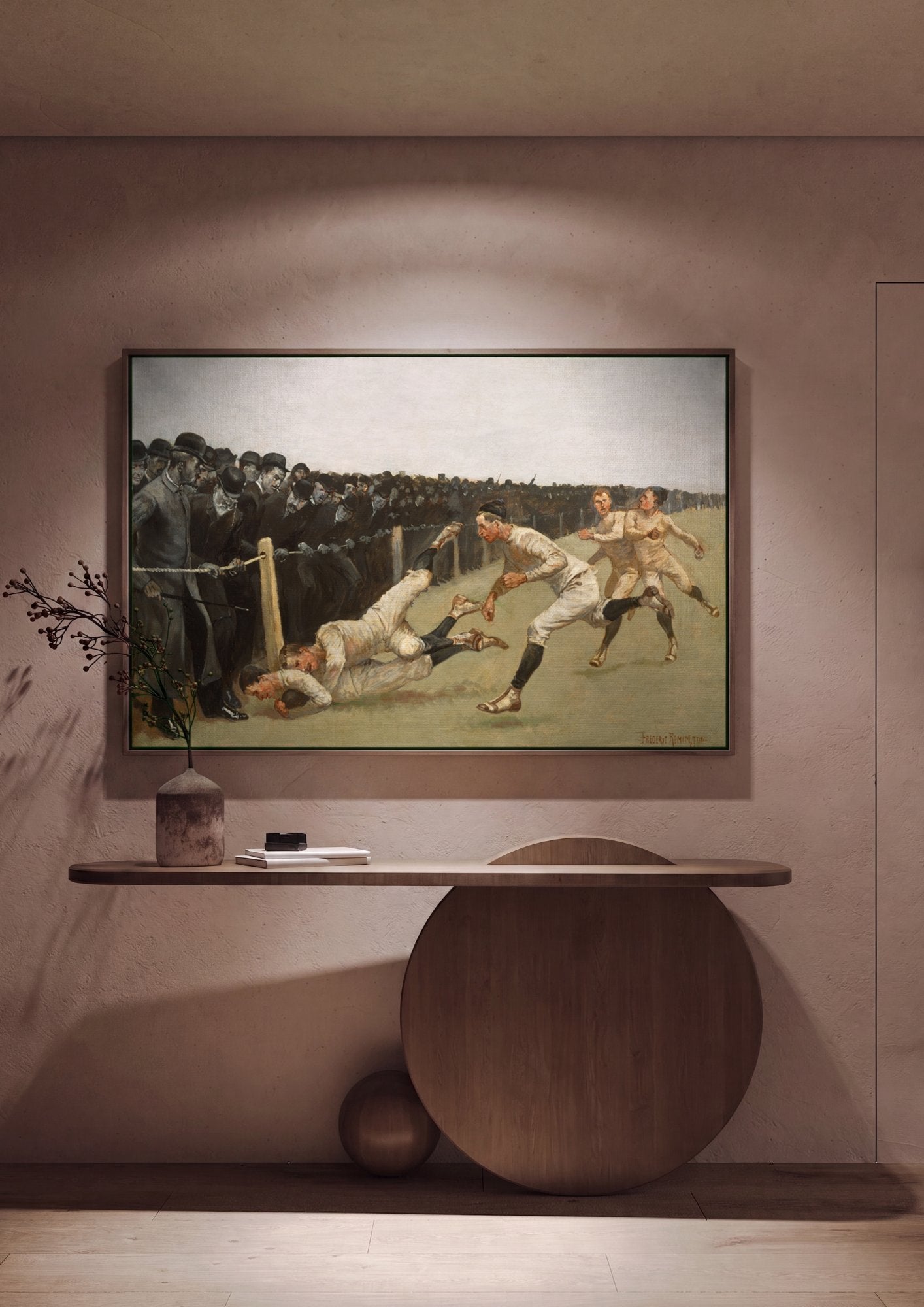 Quadro Decorativo A Partida de Futebol Americano - Frederic Remington em ambiente decorado