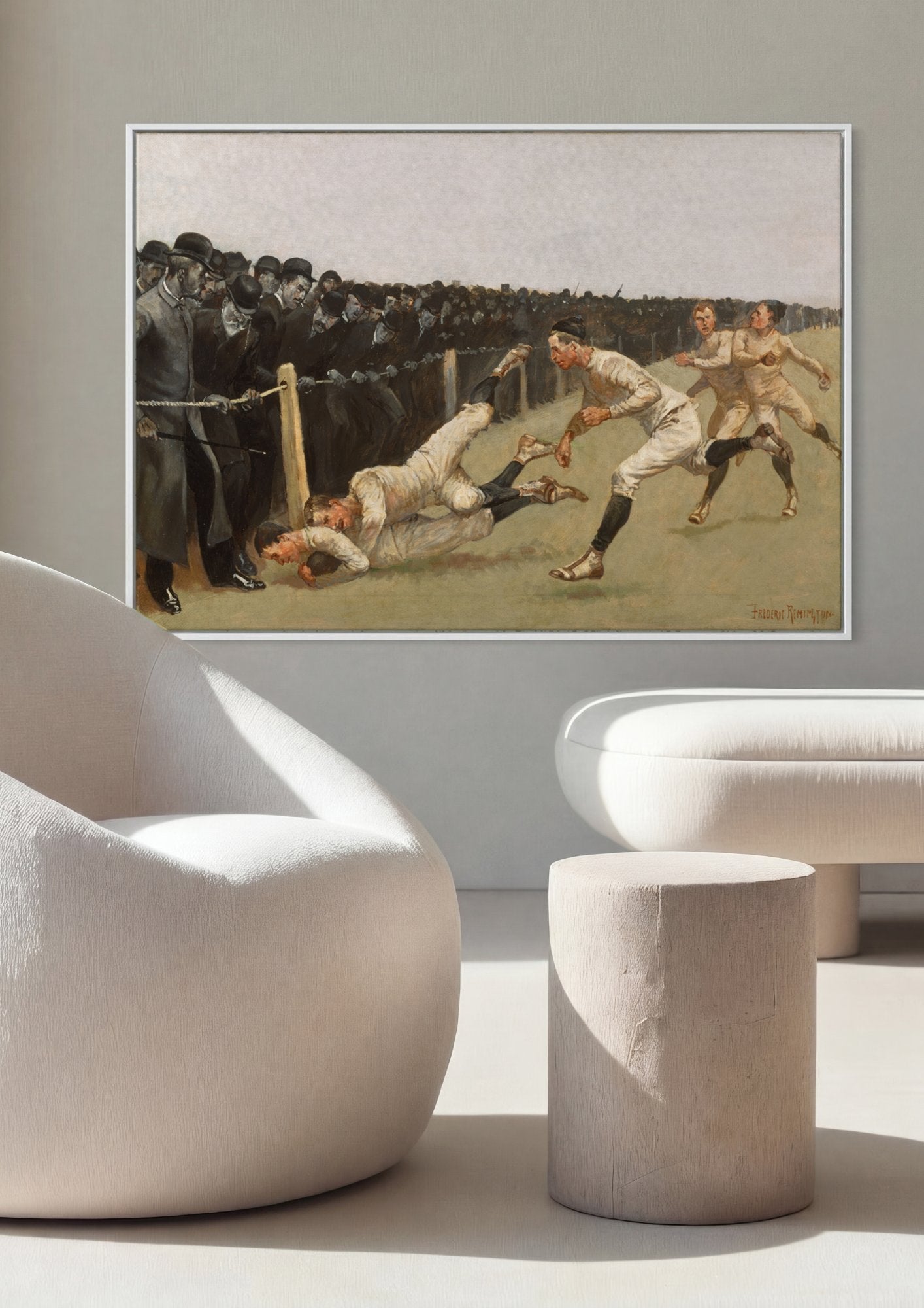 Quadro Decorativo A Partida de Futebol Americano - Frederic Remington em ambiente decorado