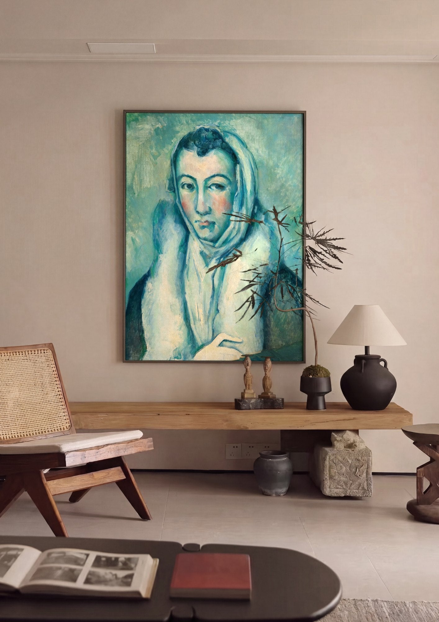 Quadro Decorativo A Mulher no Xale - Paul Cézanne | quadro emoldurado na parede