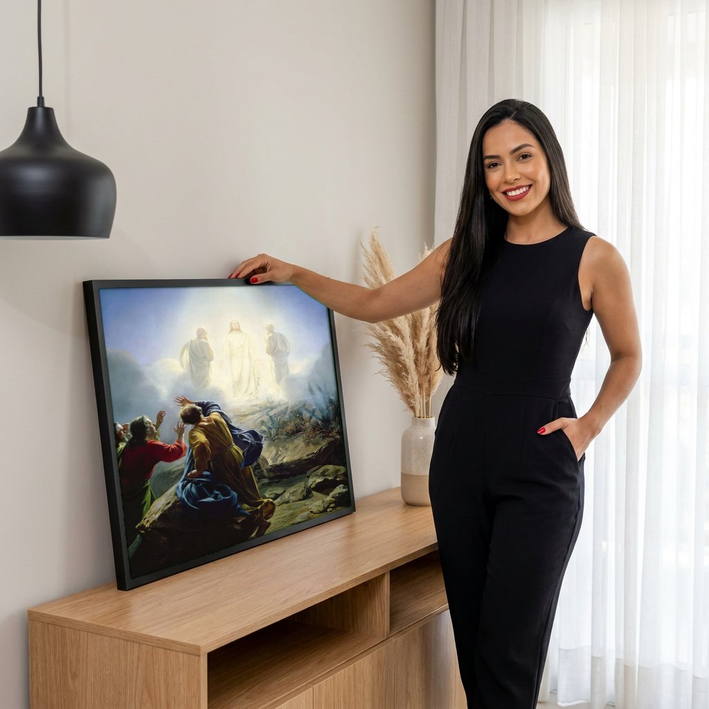 Quadro Decorativo A Transfiguração - Carl Bloch | modelo apresentando o quadro emoldurado