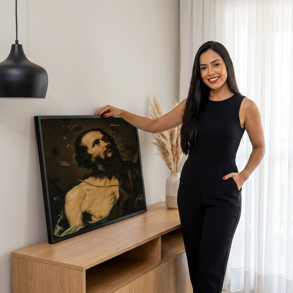 Quadro Decorativo 'O Êxtase de São Bartolomeu' - Jusepe de Ribera | modelo apresentando o quadro emoldurado