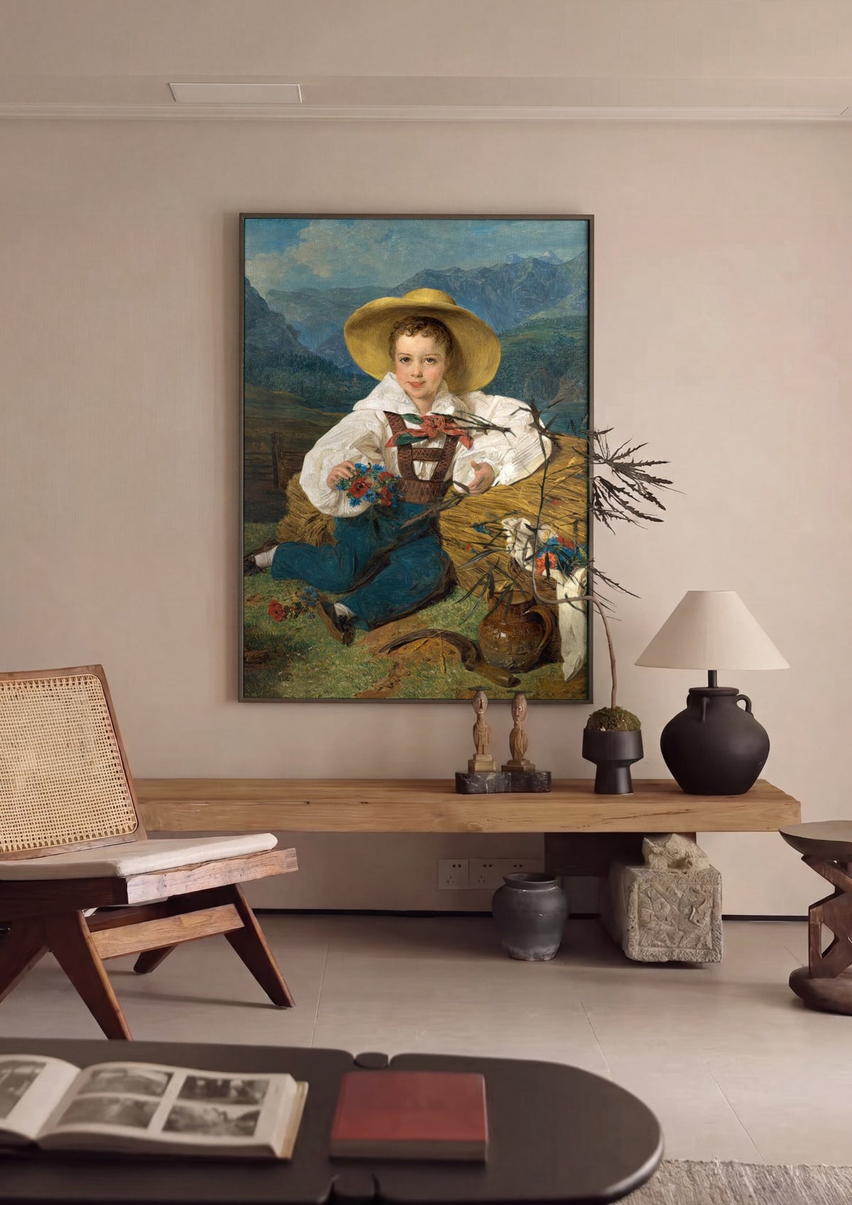 Quadro Decorativo Criança com Flores - Waldmüller | quadro emoldurado na parede